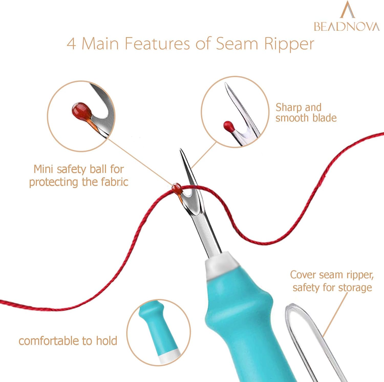 Seam Ripper 2pcs Thread Cutter Stitch Remover Large Thread Remover Stitch Eraser Tag Ripper for Clothes Crafting Embroidery - Image 4