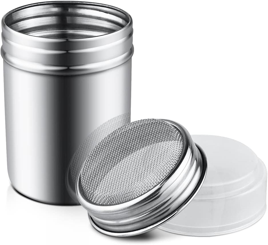 1Pcs Stainless Steel Powder Sugar Shaker Duster with Lid, Fine Mesh Shaker Powder Cans for baking soda Cocoa Cornstarch Coffee Flour ect - Image 1