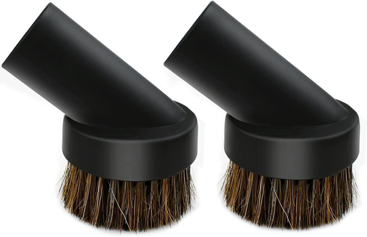 2 Pcs Black Round Dust Brush 25mm Horse Hair for 1.2-1.22in Hose Vacuum Cleaners Accessories - Image 1