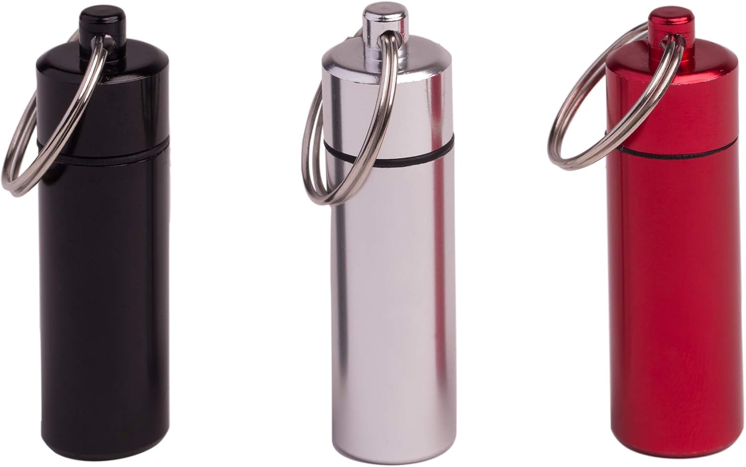 Pill Holder Keychain Medicine Container Small Portable Pill Case Aluminium Fob Carrier with Medicine (3pcs, 3 Colors Per Pack) - Image 1