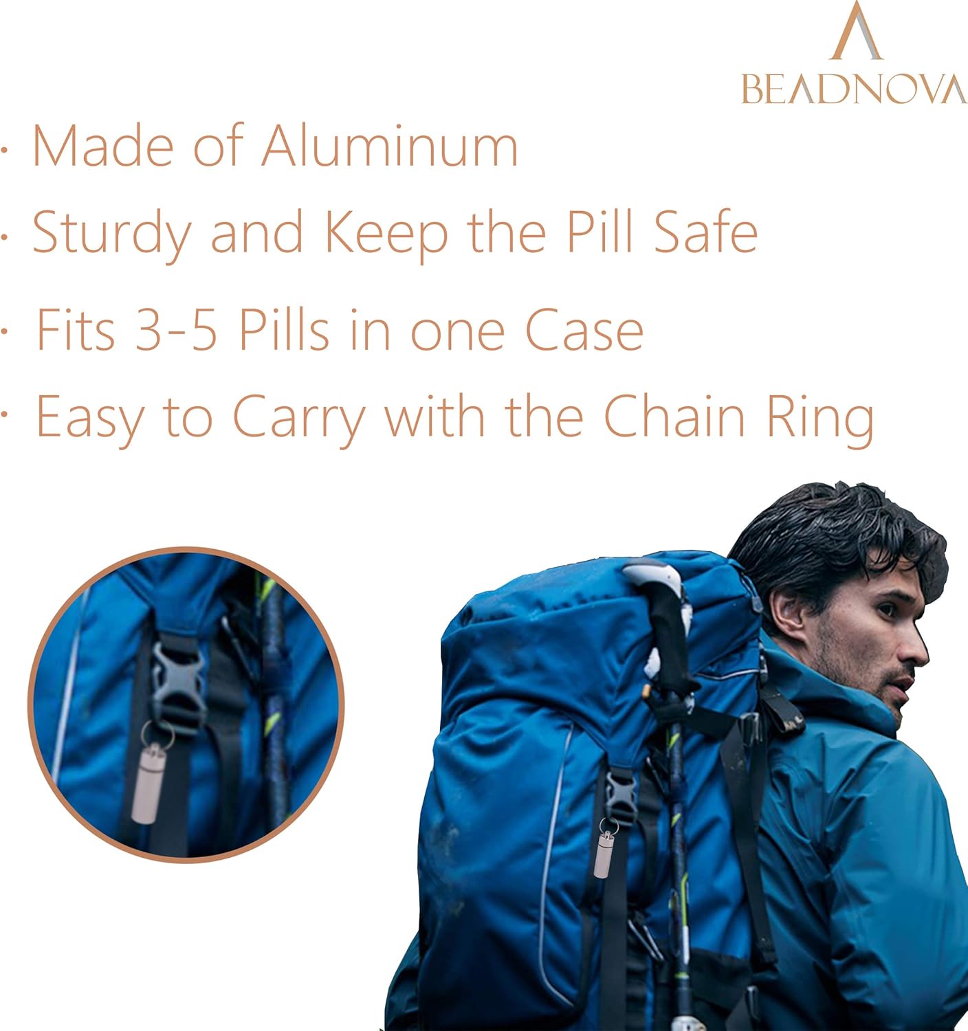 Pill Holder Keychain Medicine Container Small Portable Pill Case Aluminium Fob Carrier with Medicine (3pcs, 3 Colors Per Pack) - Image 4