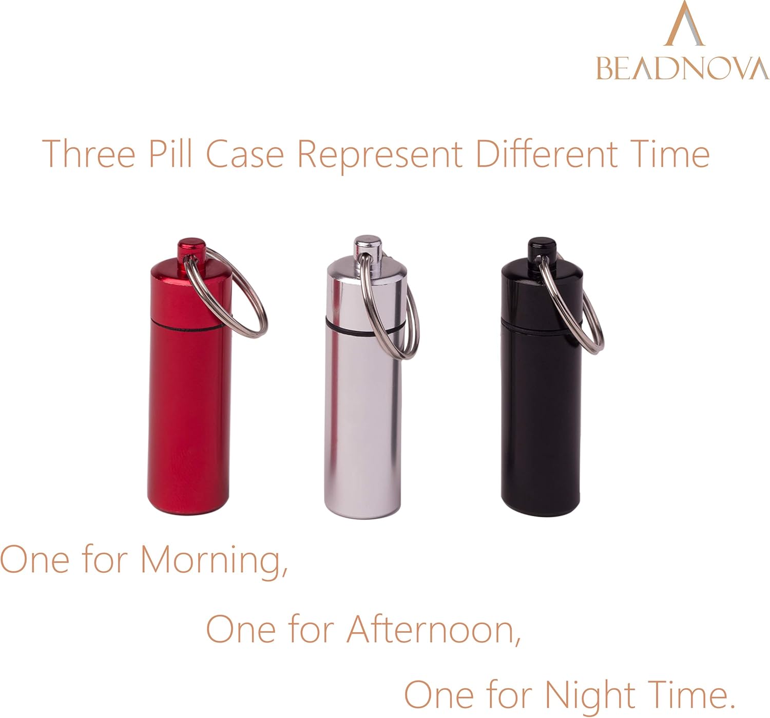 Pill Holder Keychain Medicine Container Small Portable Pill Case Aluminium Fob Carrier with Medicine (3pcs, 3 Colors Per Pack) - Image 5