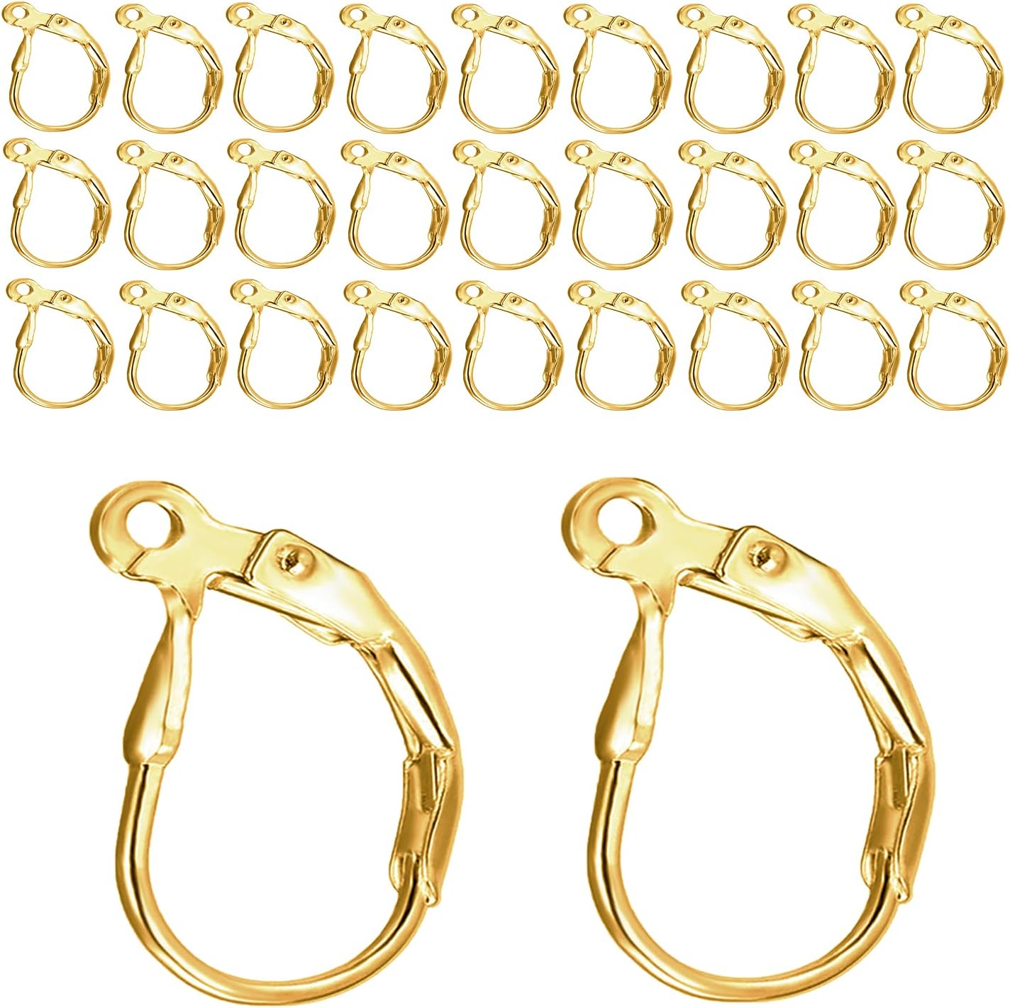 Leverback Earring Hooks 60pcs French Ear Wire Lever Back Earwire for Jewelry Making Crafting (Gold) - Image 1