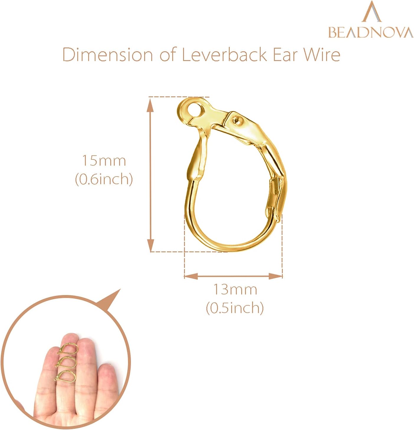 Leverback Earring Hooks 60pcs French Ear Wire Lever Back Earwire for Jewelry Making Crafting (Gold) - Image 2