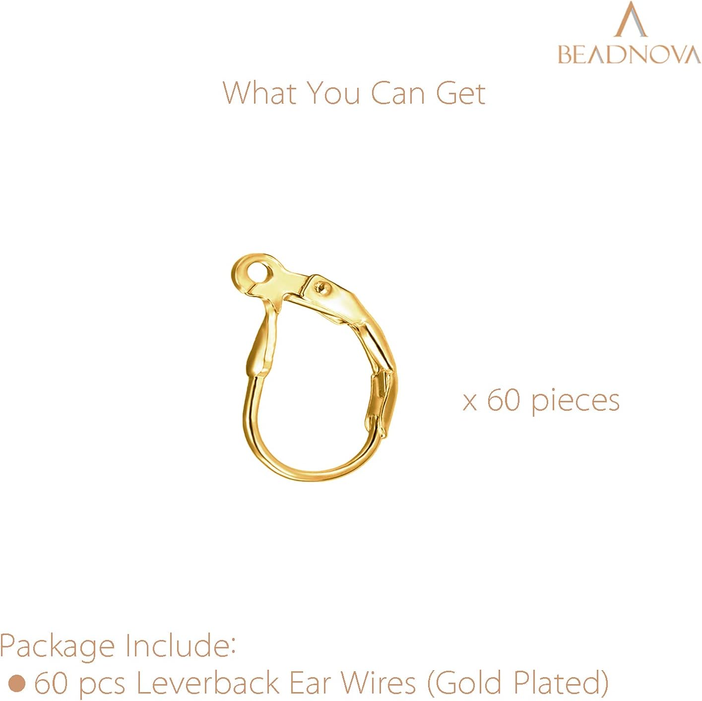 Leverback Earring Hooks 60pcs French Ear Wire Lever Back Earwire for Jewelry Making Crafting (Gold) - Image 3