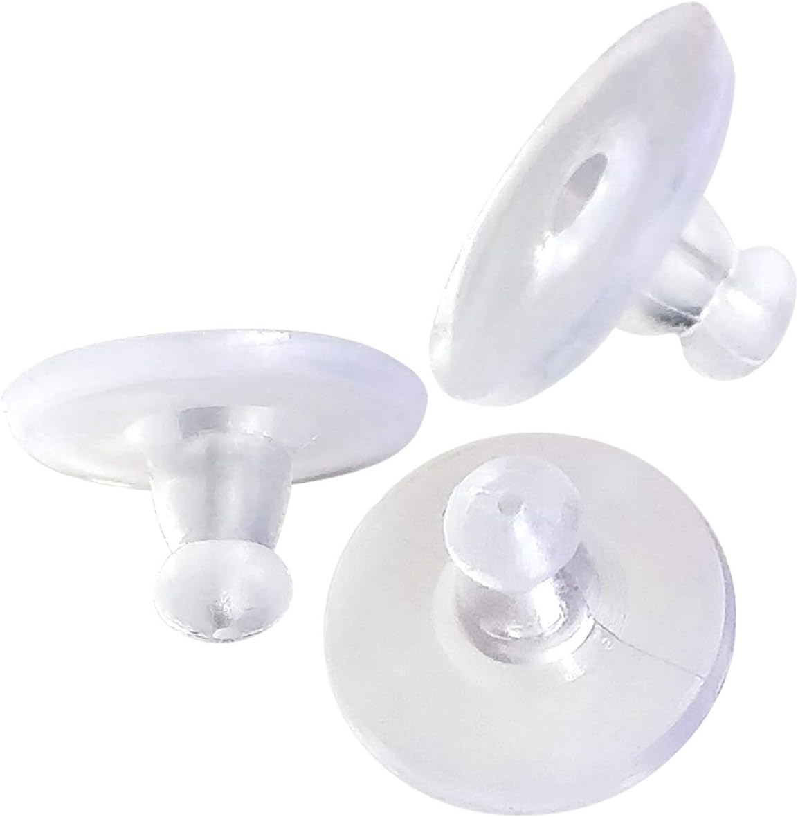 Silicone Earring Backs,Clear Rubber Earring Backs,Earring Safety Back Stopper Clutch Ear Locking with Pad (Pack of 100) - Image 1