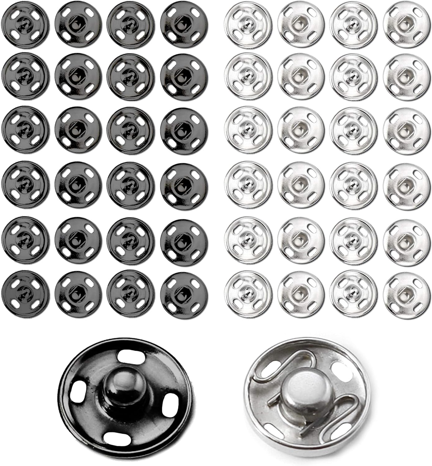 Snaps Buttons for Sewing Button Press Sewing Tools Snap Fasteners Kit for Clothes (100 Sets, 2 Colors) - Image 1