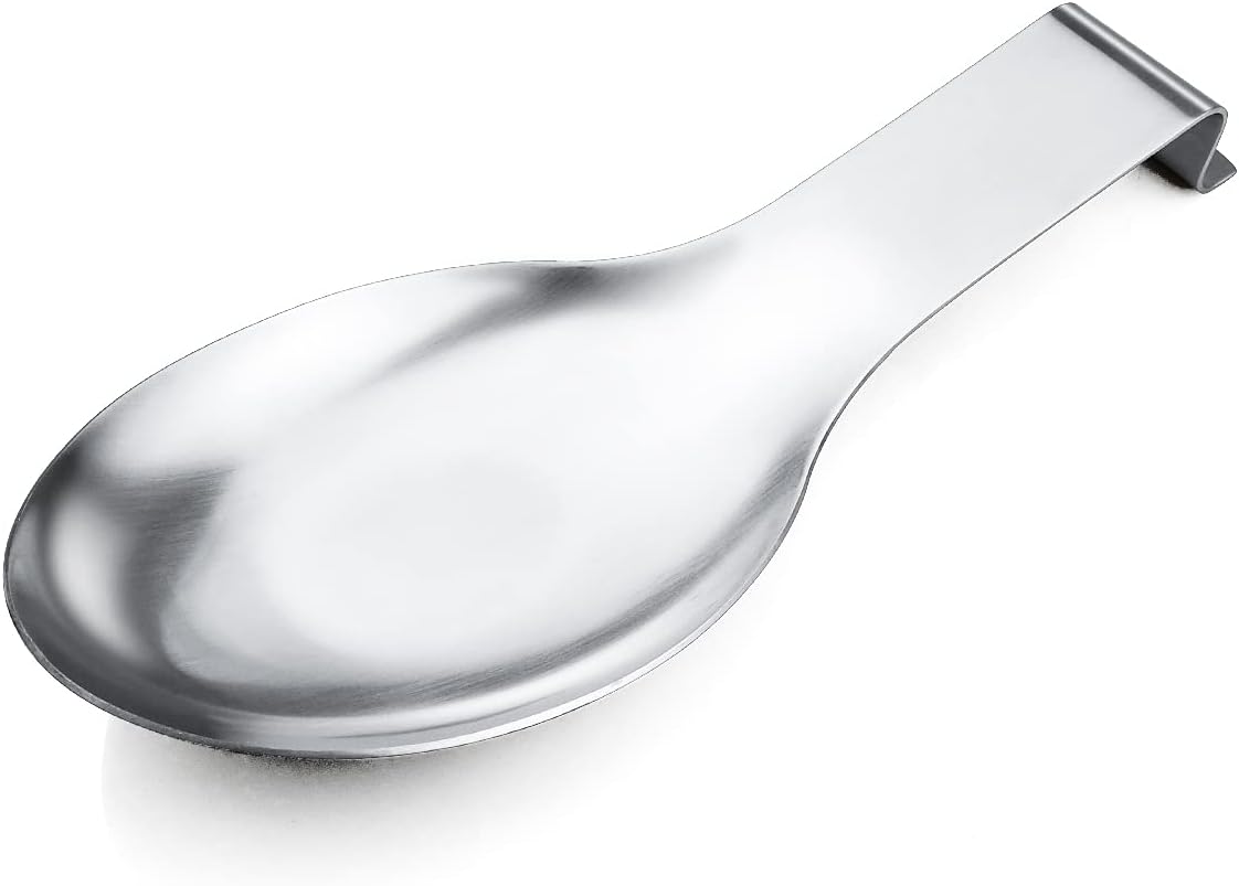 1 PCS Stainless Steel Spoon Rest, Spoon Holder for Stove Top, Utensil Spoon Rest Holder, kitchen utensils Holder for Ladles, Spatula, Cooking Utensils or Kitchen Tools (Silver) - Image 1