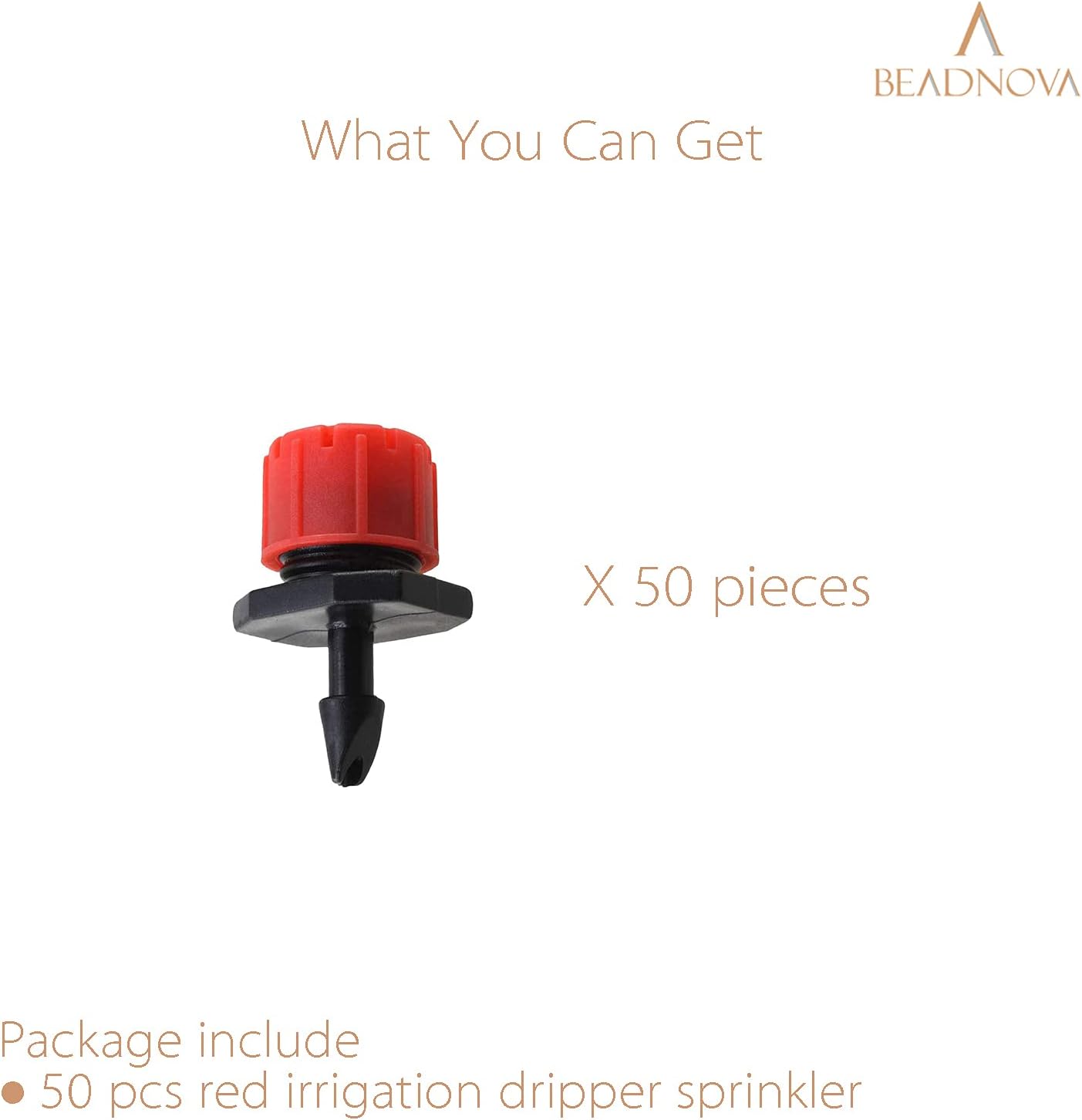 Drip Irrigation Emitters 50 Pcs Irrigation Drippers 360 Degree System Emitters Sprinklers Drippers for Drip 1/4 Inch Tube Gardening (Red) - Image 3