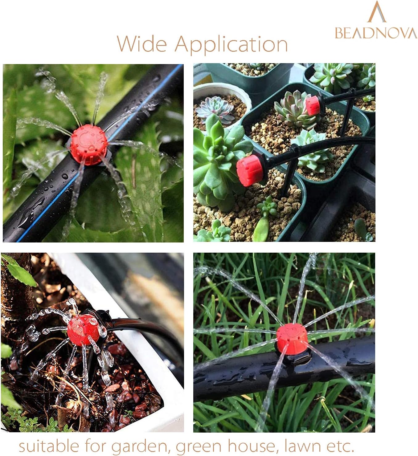 Drip Irrigation Emitters 50 Pcs Irrigation Drippers 360 Degree System Emitters Sprinklers Drippers for Drip 1/4 Inch Tube Gardening (Red) - Image 6