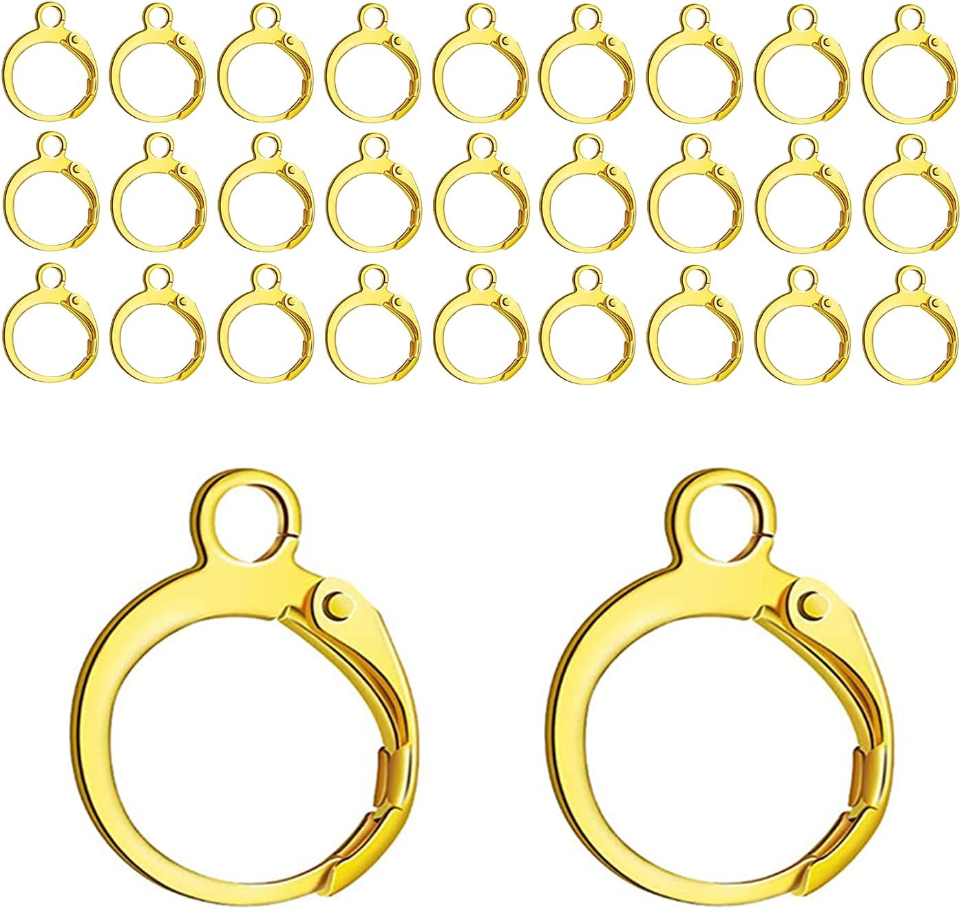 Leverback Earring Hooks 60pcs French Ear Wire Lever Back Earwire for Jewelry Making Crafting (Gold) - Image 1