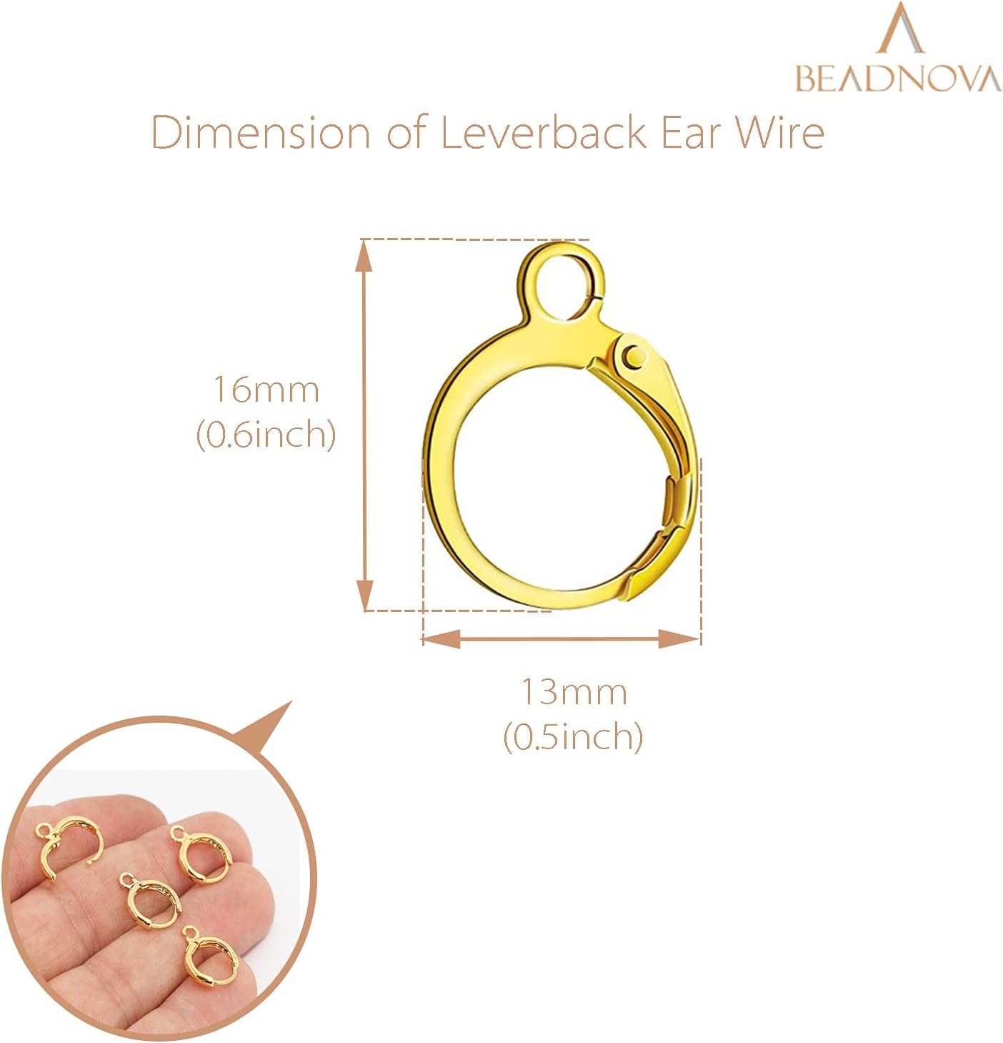 Leverback Earring Hooks 60pcs French Ear Wire Lever Back Earwire for Jewelry Making Crafting (Gold) - Image 2