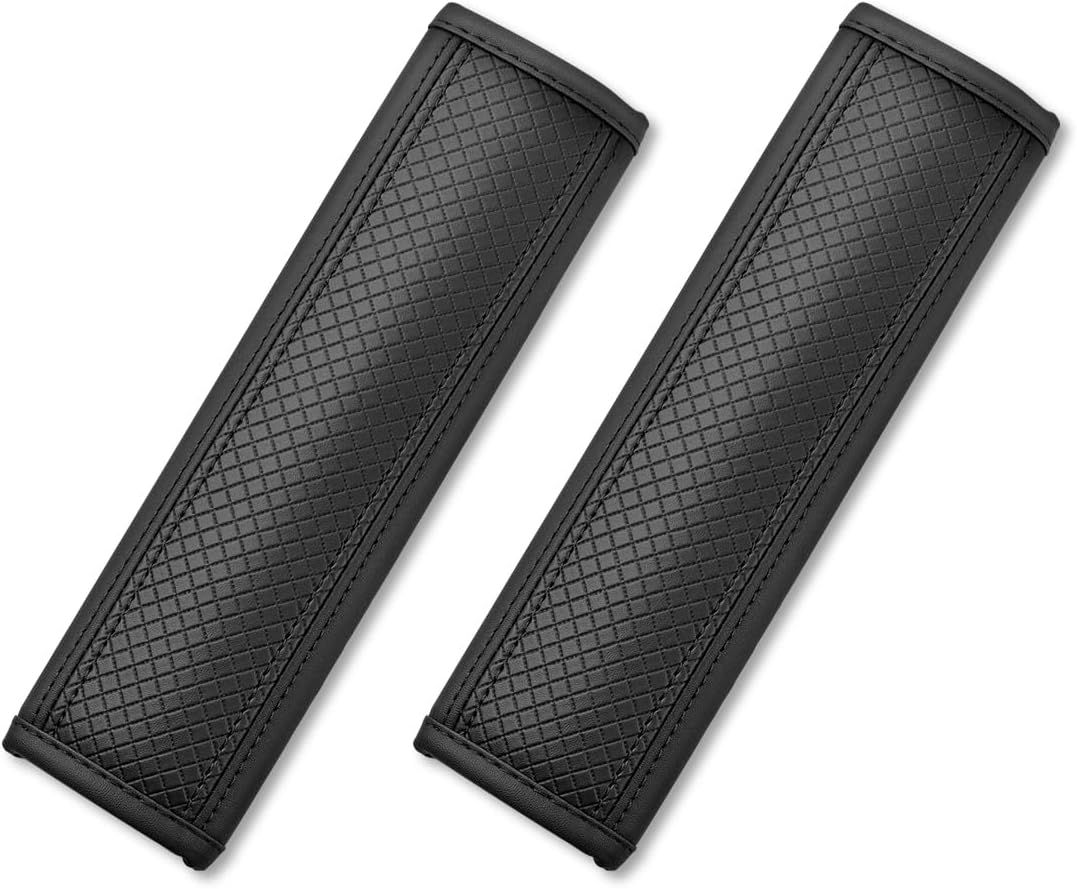 2-Pack Car Seat Belt Cover Pad Fiber Leather Seatbelt Shoulder Strap Covers Soft Comfort Skin-Friendly Universal Black Seatbelt Cover - Image 1
