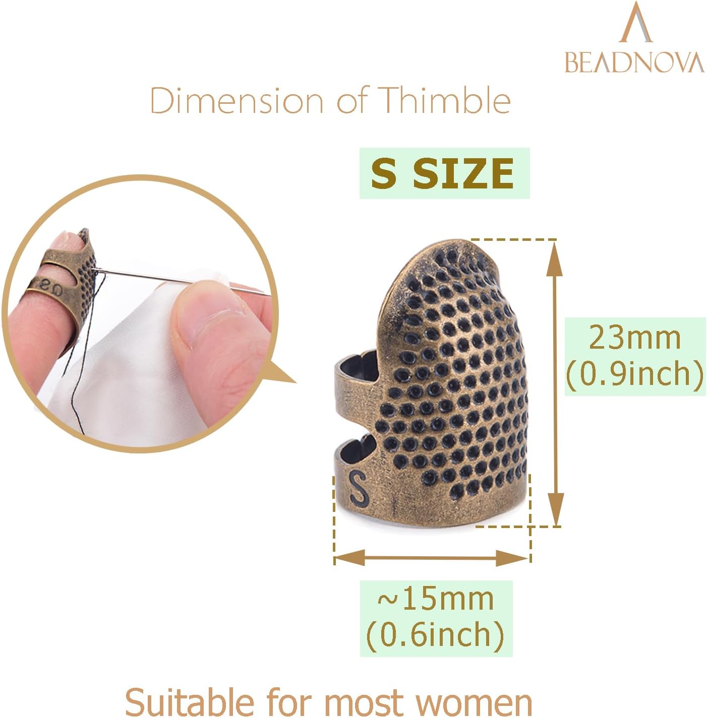 Thimbles for Hand Quilting Sewing Finger Protectors for Sewing Adjustable Metal Sewing Thimbles for Fingers Hand Embroidery Needlework Quilting Craft DIY Sewing Tools (Size S, 2 Pcs) - Image 2
