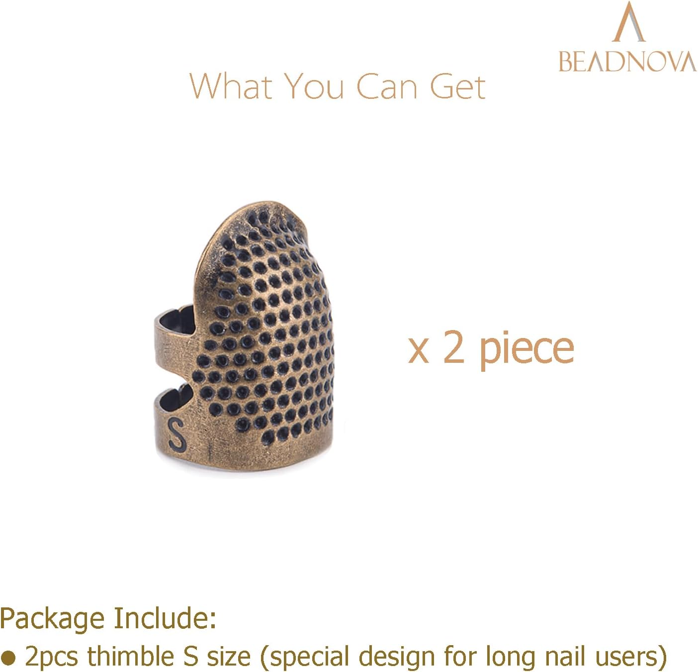 Thimbles for Hand Quilting Sewing Finger Protectors for Sewing Adjustable Metal Sewing Thimbles for Fingers Hand Embroidery Needlework Quilting Craft DIY Sewing Tools (Size S, 2 Pcs) - Image 3