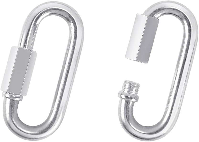 2 Pack M5 D-Shape Silver Steel Quick Link Carabiner, Chain Hooks for Outdoor Traveling Equipment, Connecting Hammock (M5-1.9 Inch / 4.8 cm) - Image 1