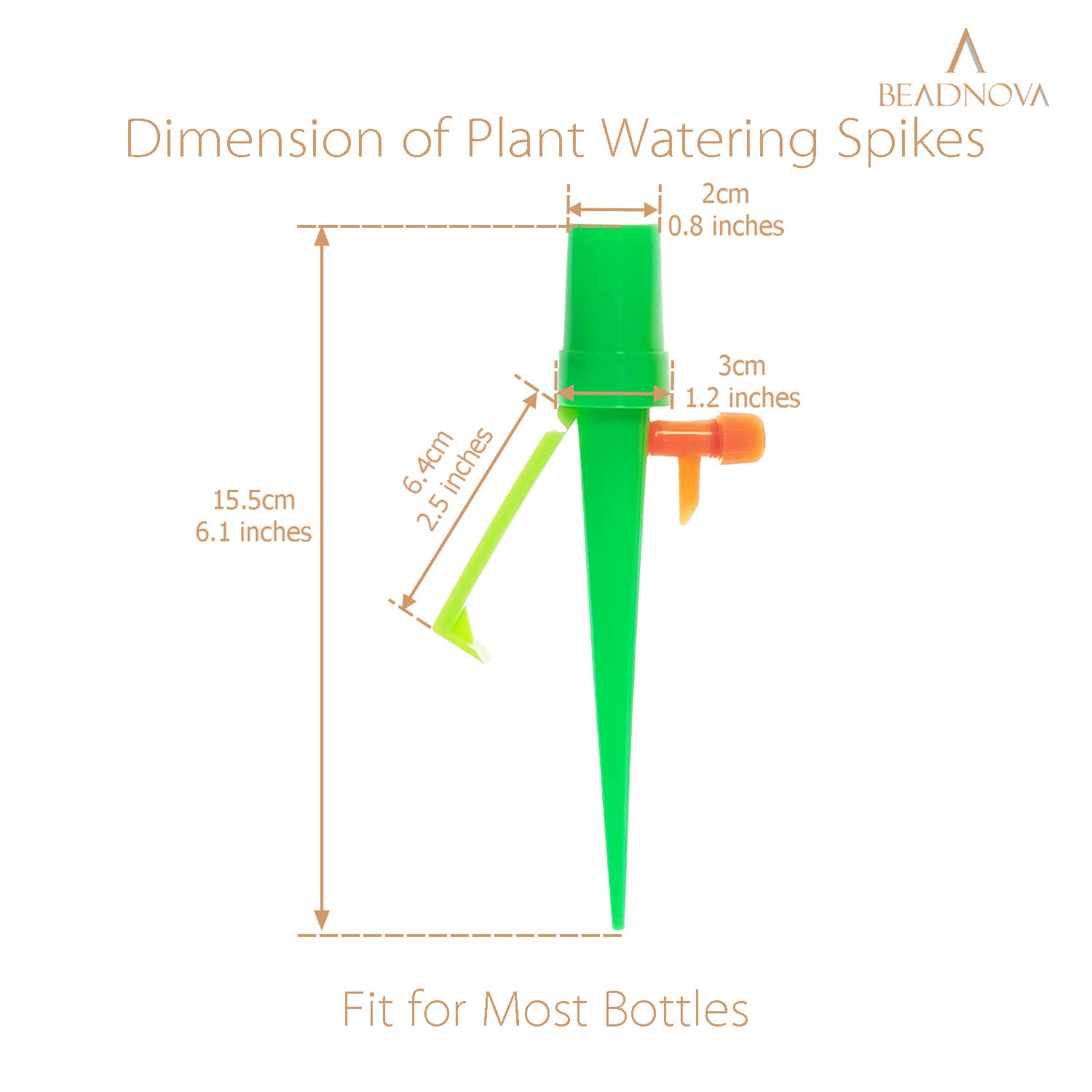 Plant Self Watering Spikes Automatic Irrigation Equipment Adjustable Self Watering Spikes for Plants with Slow Release Control Valve (Orange Green, 6pcs) - Image 2