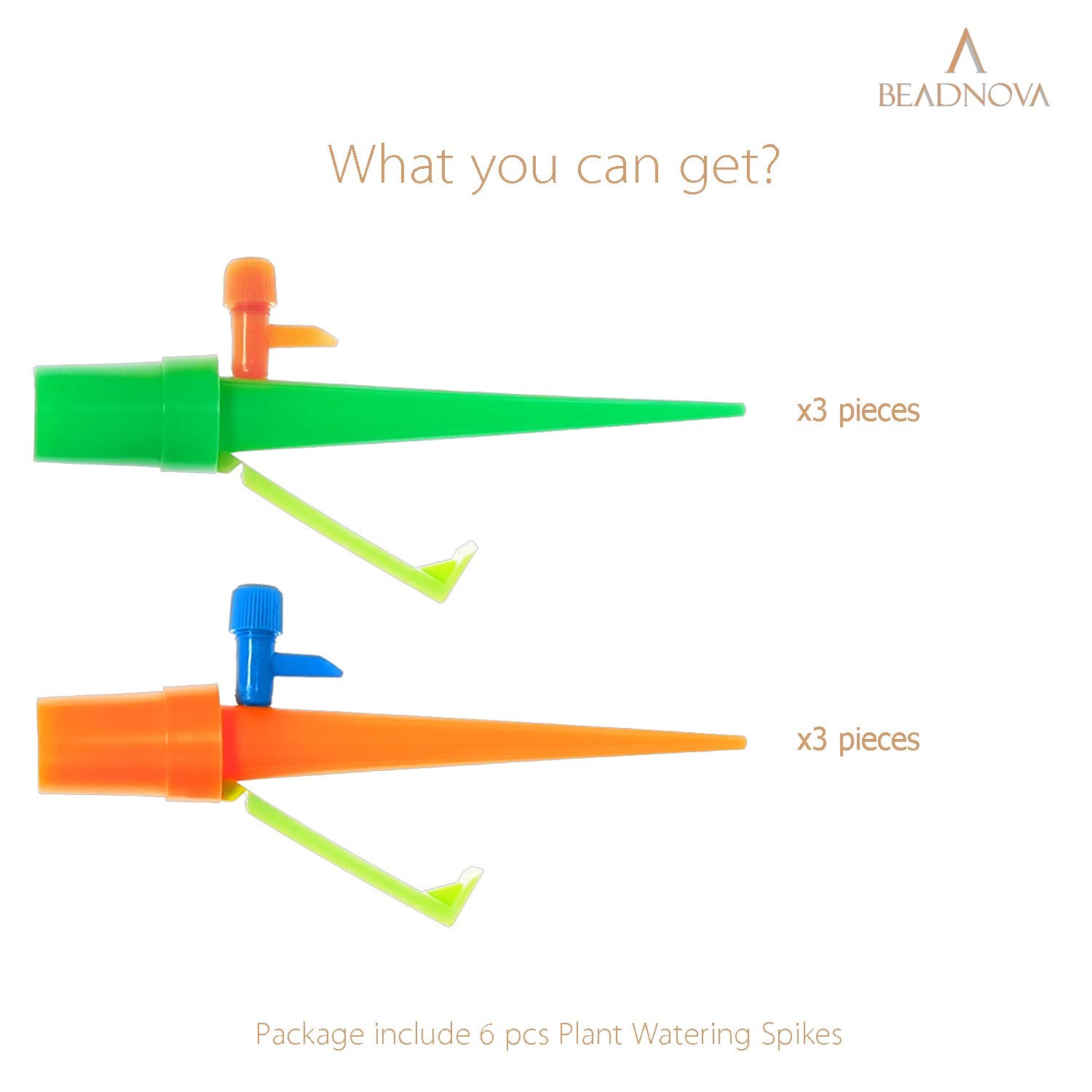 Plant Self Watering Spikes Automatic Irrigation Equipment Adjustable Self Watering Spikes for Plants with Slow Release Control Valve (Orange Green, 6pcs) - Image 3
