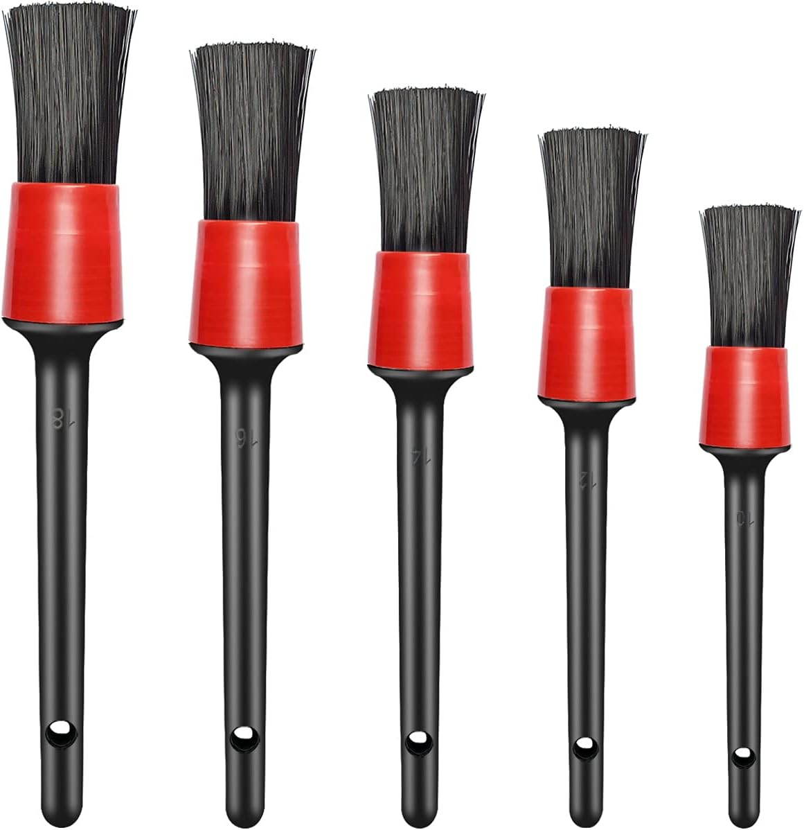 5 Different Sizes Detailing Brush Set, Wheel & Tire Brush, Perfect for Cleaning Wheels,Car Dashboard, Interior, Exterior, Leather, Air Vents, Emblems, Motorcy - Image 1