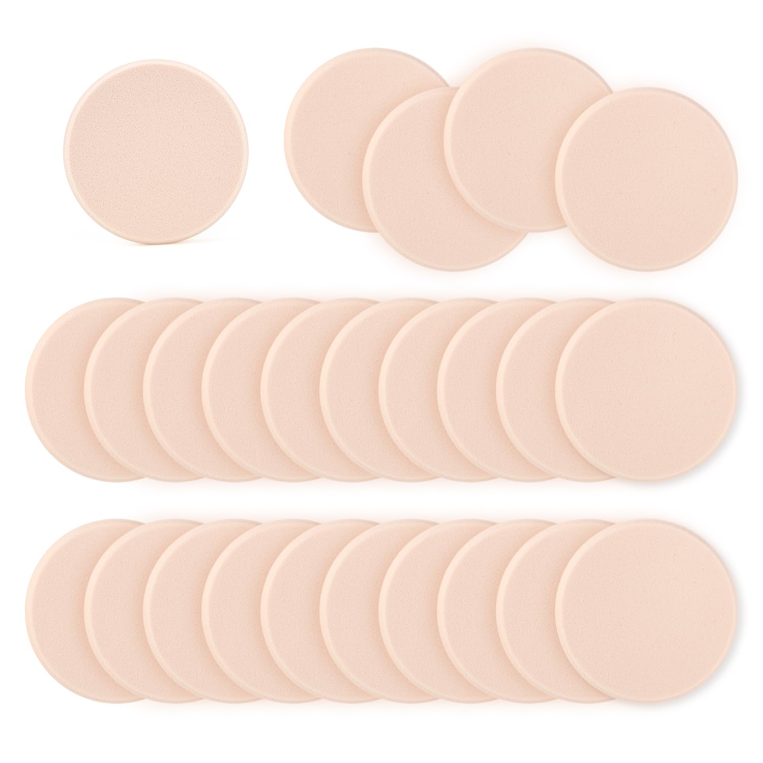 25 Pcs Makeup Sponges, Facial Primer Compact Powder Puff, Cosmetics Blush Applicators Sponges for All Skin Types Wet and Dry Dual Use (Round) - Image 1
