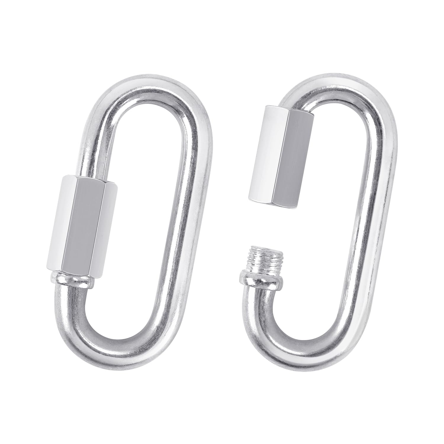 2 Pack M10-3.5 Inch / 9 cm Chain Quick Links, Galvanized Screw Carabiner, D-Shape, Silver, 551Lbs Load, Ideal for Outdoor Traveling Equipment, Connecting Hammock, Camping, Fishing, Hiking - Image 1