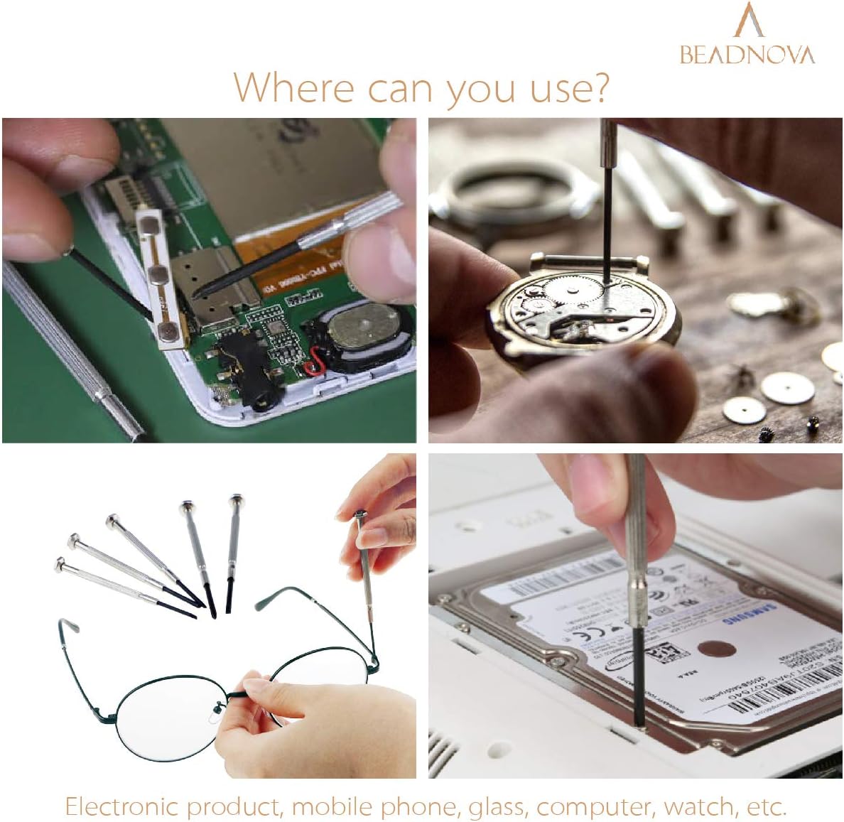 Eyeglass Screwdriver with Case Mini Kit Set Small Screwdriver for Eyeglasses Jewelry Watch Repair DIY (6pcs) - Image 5