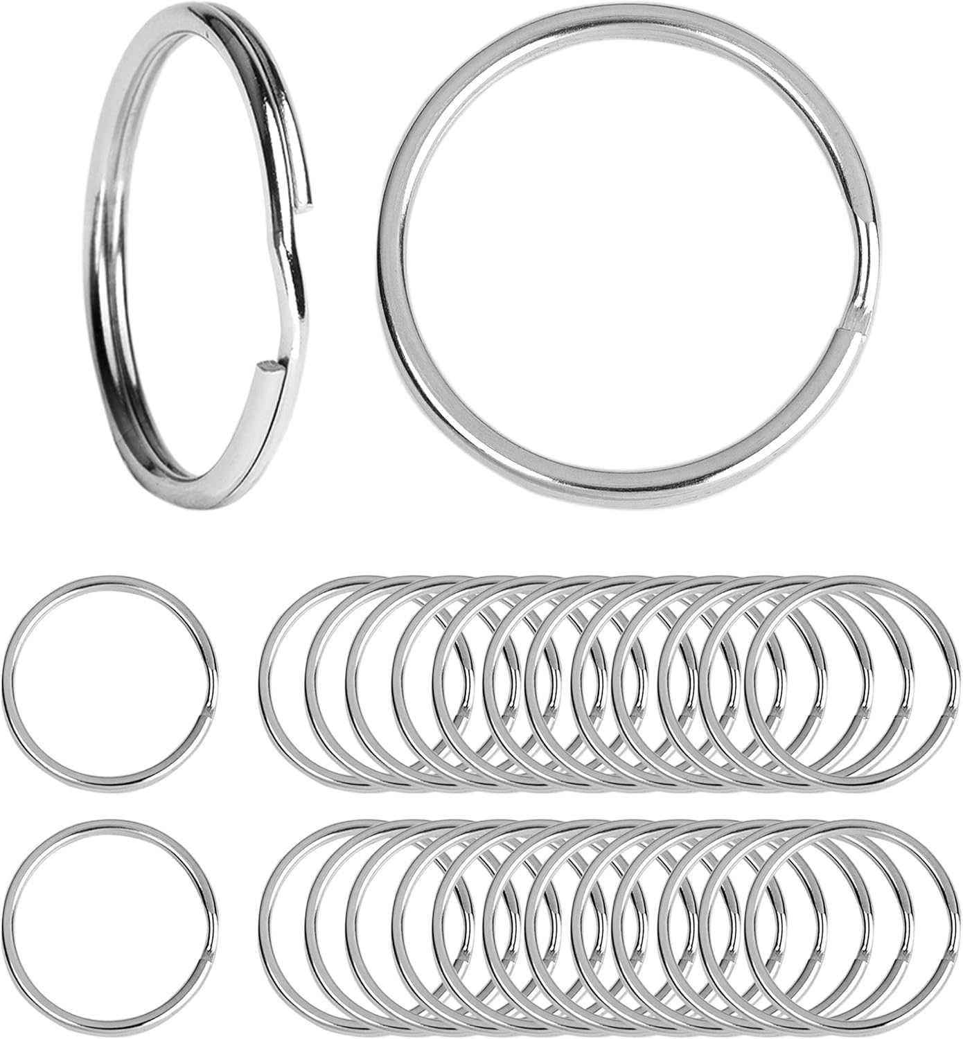 Key Chain Ring Metal Split Ring for Dog Tag and Keys Organization (32mm, 30pcs) - Image 1