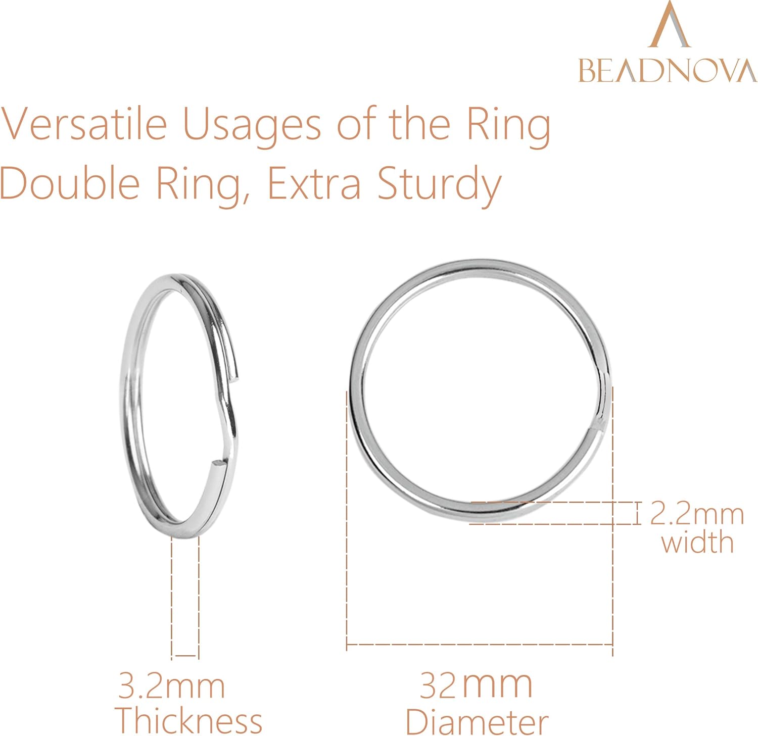 Key Chain Ring Metal Split Ring for Dog Tag and Keys Organization (32mm, 30pcs) - Image 2