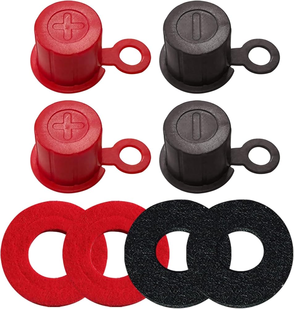 Top Post Plastic Battery Post Caps, Battery Post Terminal Cover Insulator Protector W/Washers for Car, Vehicle, RV and Boat (Cap, 2 Sets) - Image 1