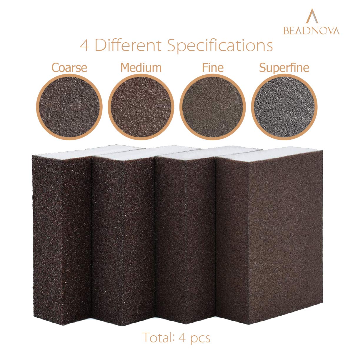Sanding Sponge Sand Block Coarse/Medium/Fine/Superfine Assorted Dry Wet Sanding Blocks for Wood Wall Home (Pack of 4, 4 Grit) - Image 2