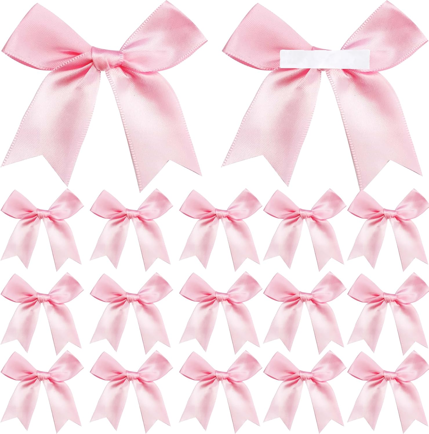 50 Pieces Gift Wrap Bows Premium Satin Ribbon Bows 3.3 Inch Craft Bows for Gift Wrapping DIY Treat Bags Holiday Gifts Bag Party Decorations, Wedding Decor Christmas Birthday Presents (Light Pink) - Image 1