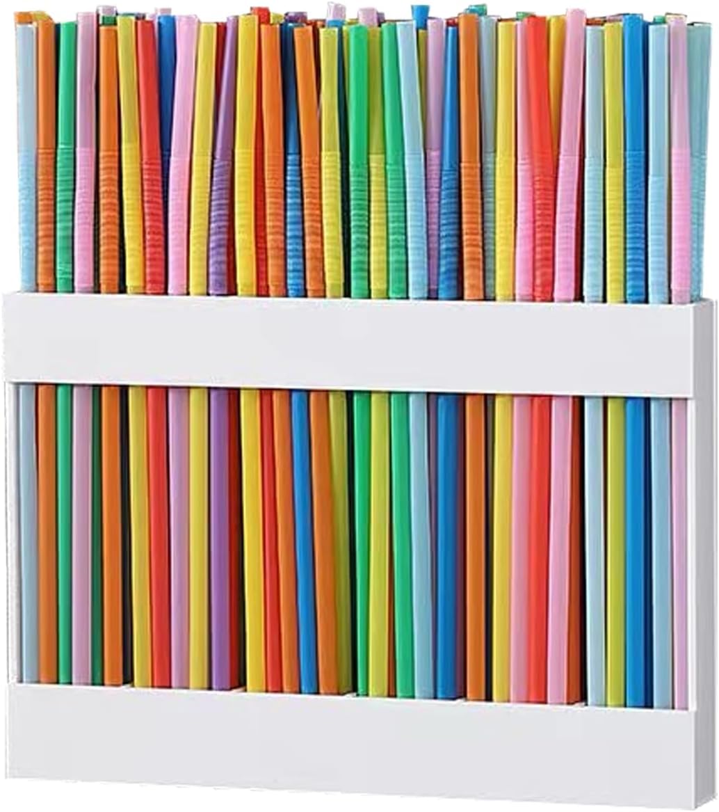 Acrylic Straw Holder Organizer - Cabinet Door Mounted with Adhesive Tape, Reusable Storage for Drinking & Tumbler Straws, Space Saving Kitchen Organization - Image 1