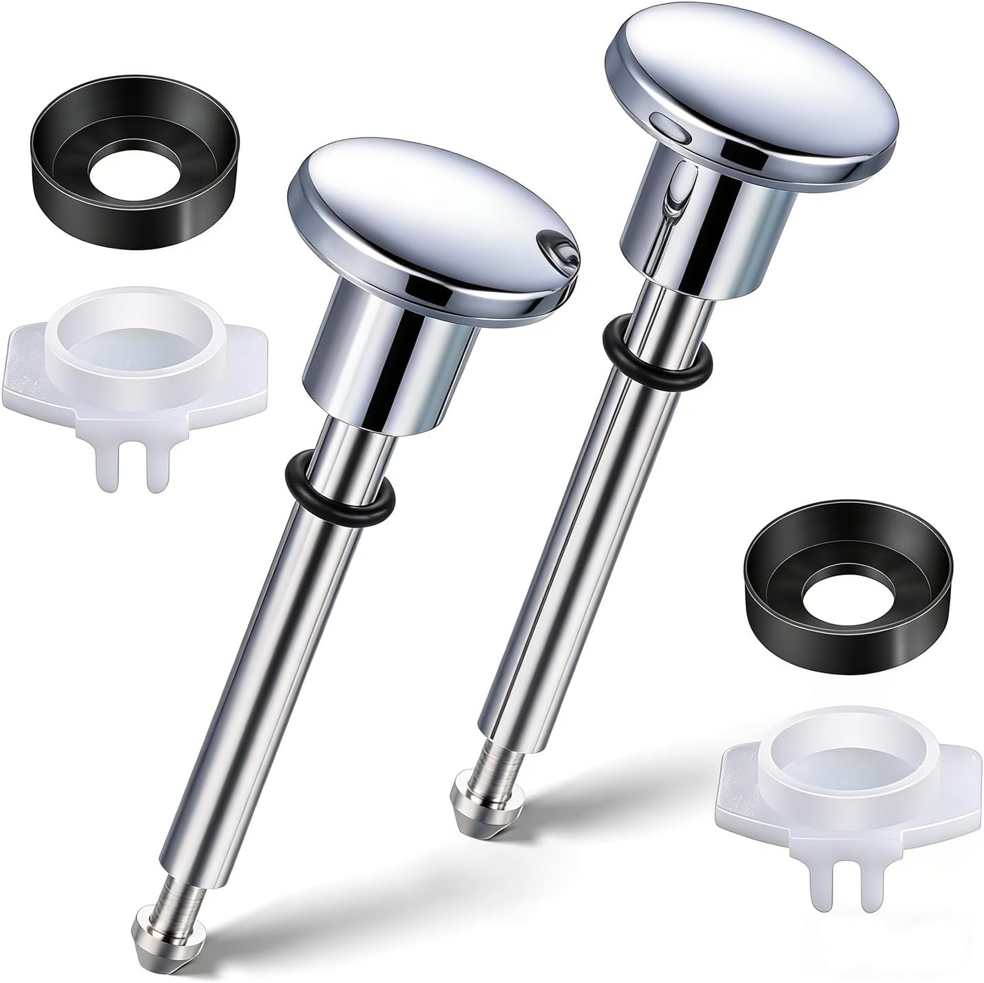 2 Set Tub Spout Diverter Repair Kit, Includes 2 x Diverter Valve Stems, 2 x Cup Seals and 2 x Gates, Bathroom Shower Bathtub Leaky Faucet Repair Replacement Parts (Chrome,Classic) - Image 1