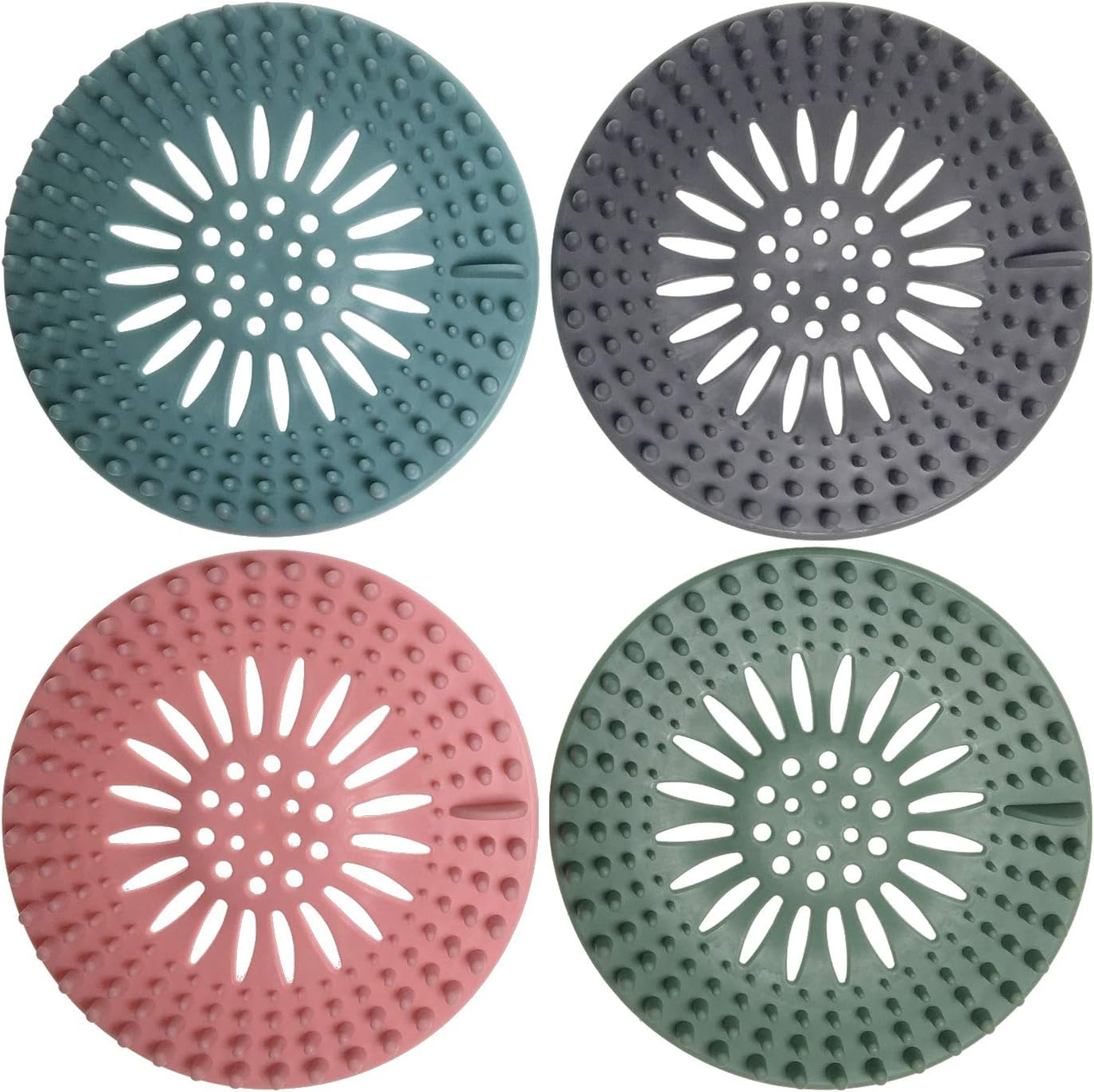 Drain Hair Catcher Cover Silicon Shower Drain Hair Trap Universal Stopper for Shower Bathroom Bathtub Kitchen Tub (Mix Colors, 4 Pack) - Image 1