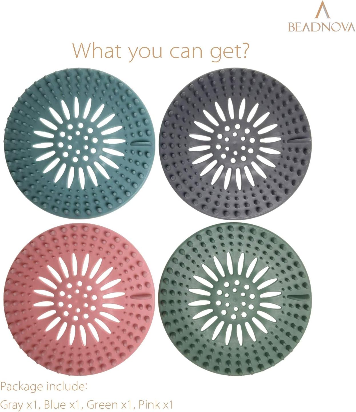 Drain Hair Catcher Cover Silicon Shower Drain Hair Trap Universal Stopper for Shower Bathroom Bathtub Kitchen Tub (Mix Colors, 4 Pack) - Image 3