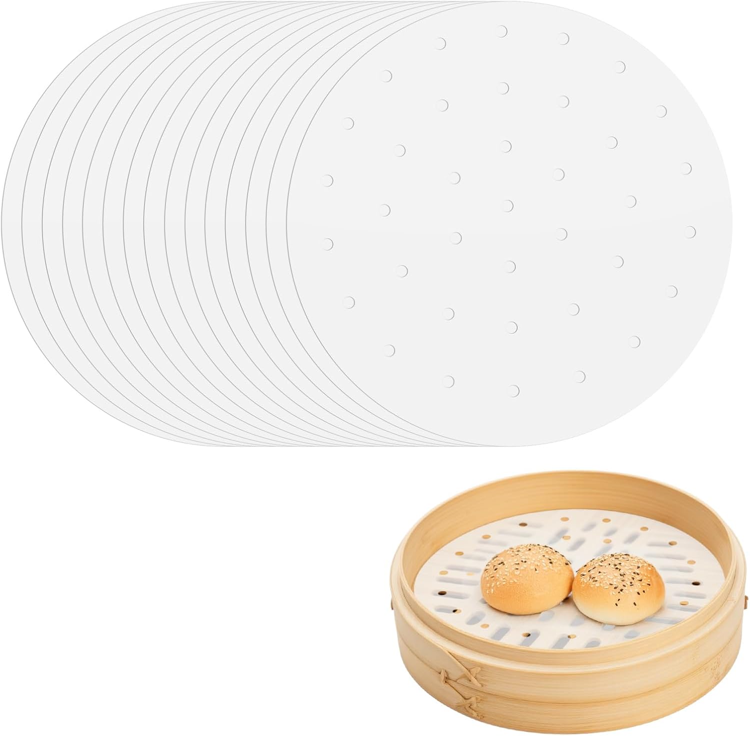 100 Pcs Bamboo Steamer Liner - 10