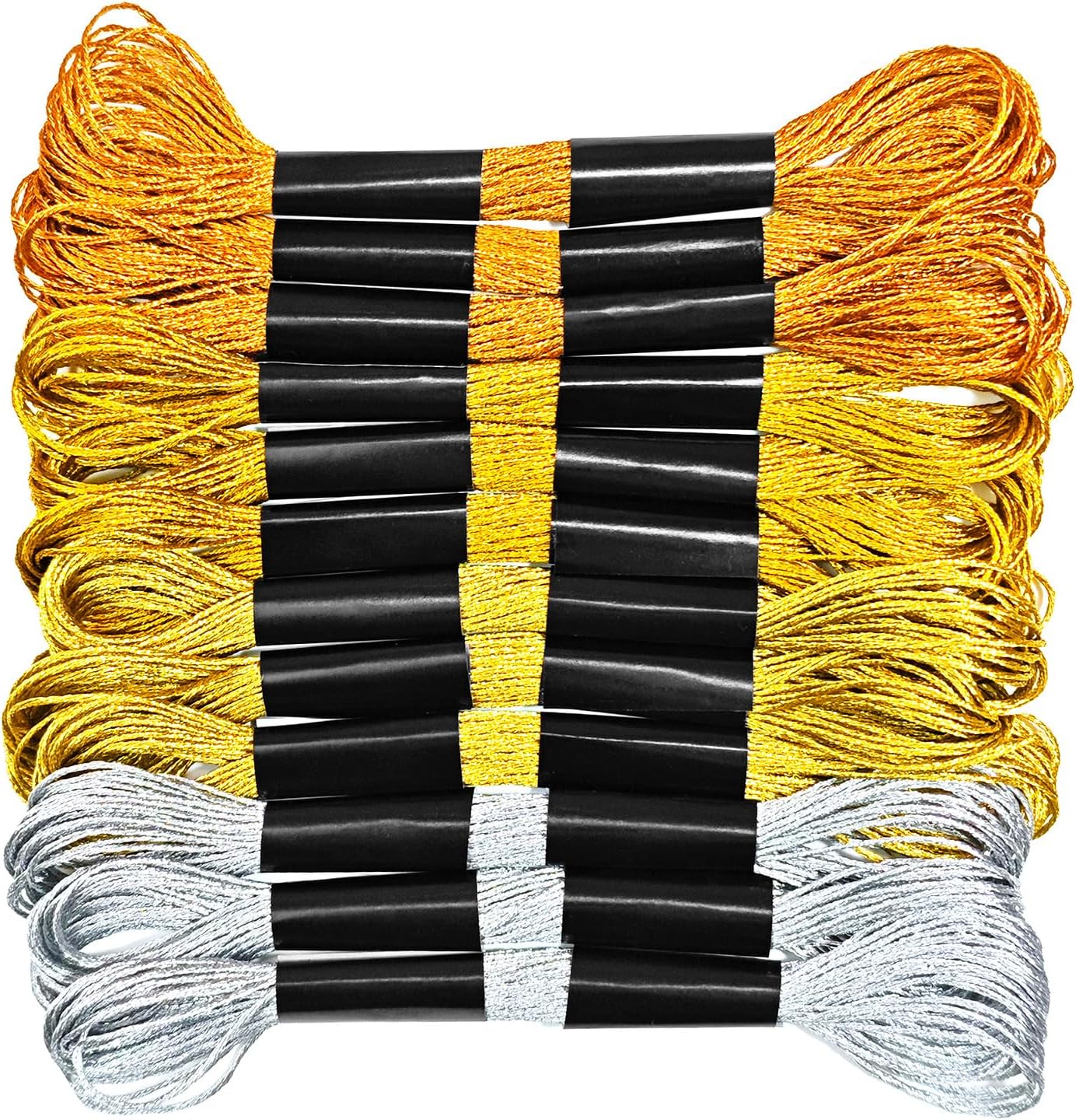 12 Skeins Metallic Embroidery Floss, Gold and Silver Embroidery Thread, Multi-Purpose Cross Stitch Thread for Hand Crafts Art Supplies（8 m 12 Strands） - Image 1