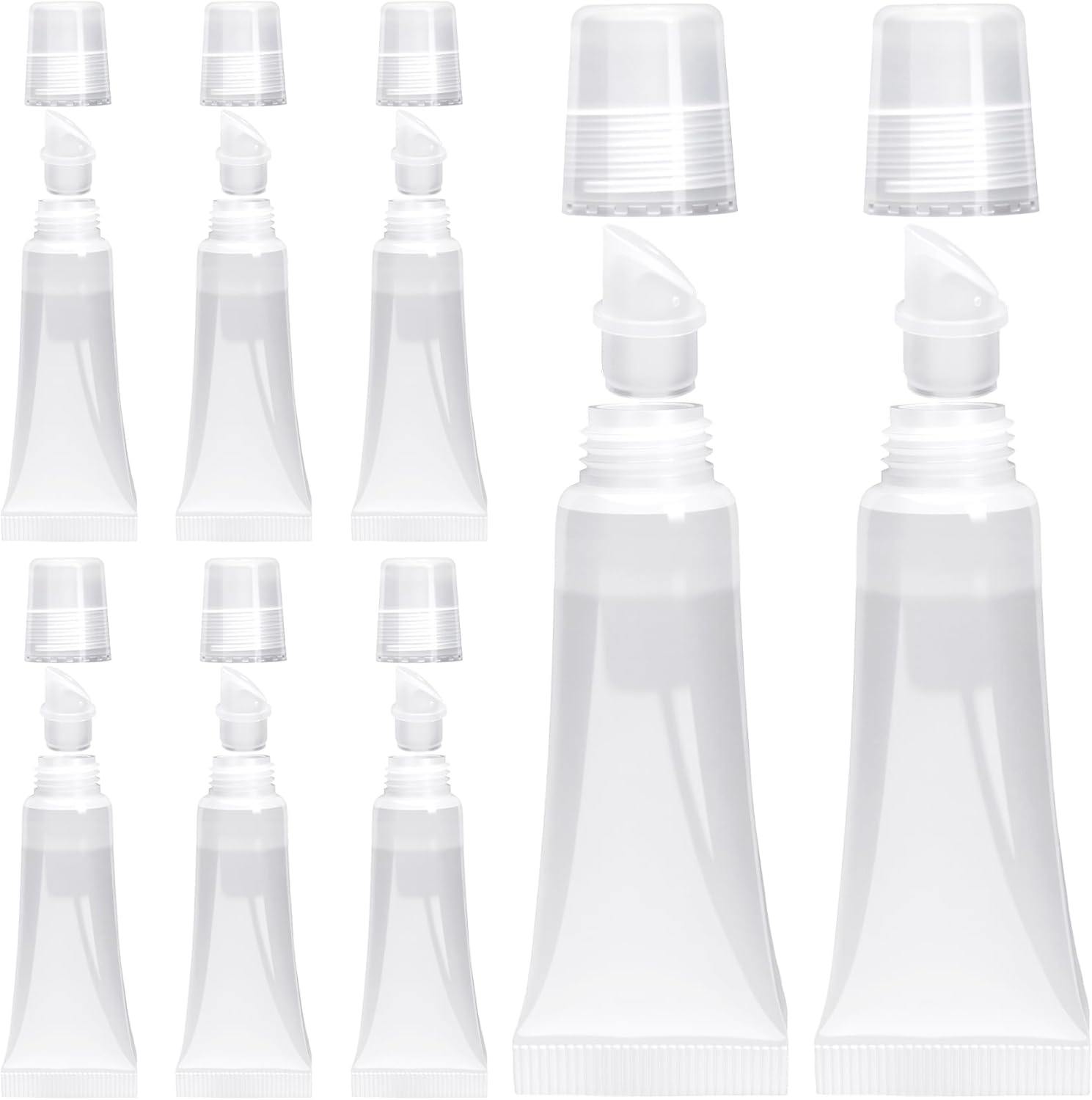 8pcs Empty Lip Gloss Squeeze Tubes, 10ml Refillable Lip Balm Containers with Screw Cover, Clear Soft Portable Empty Tube Makeup Containers for Travel Toiletries - Image 1