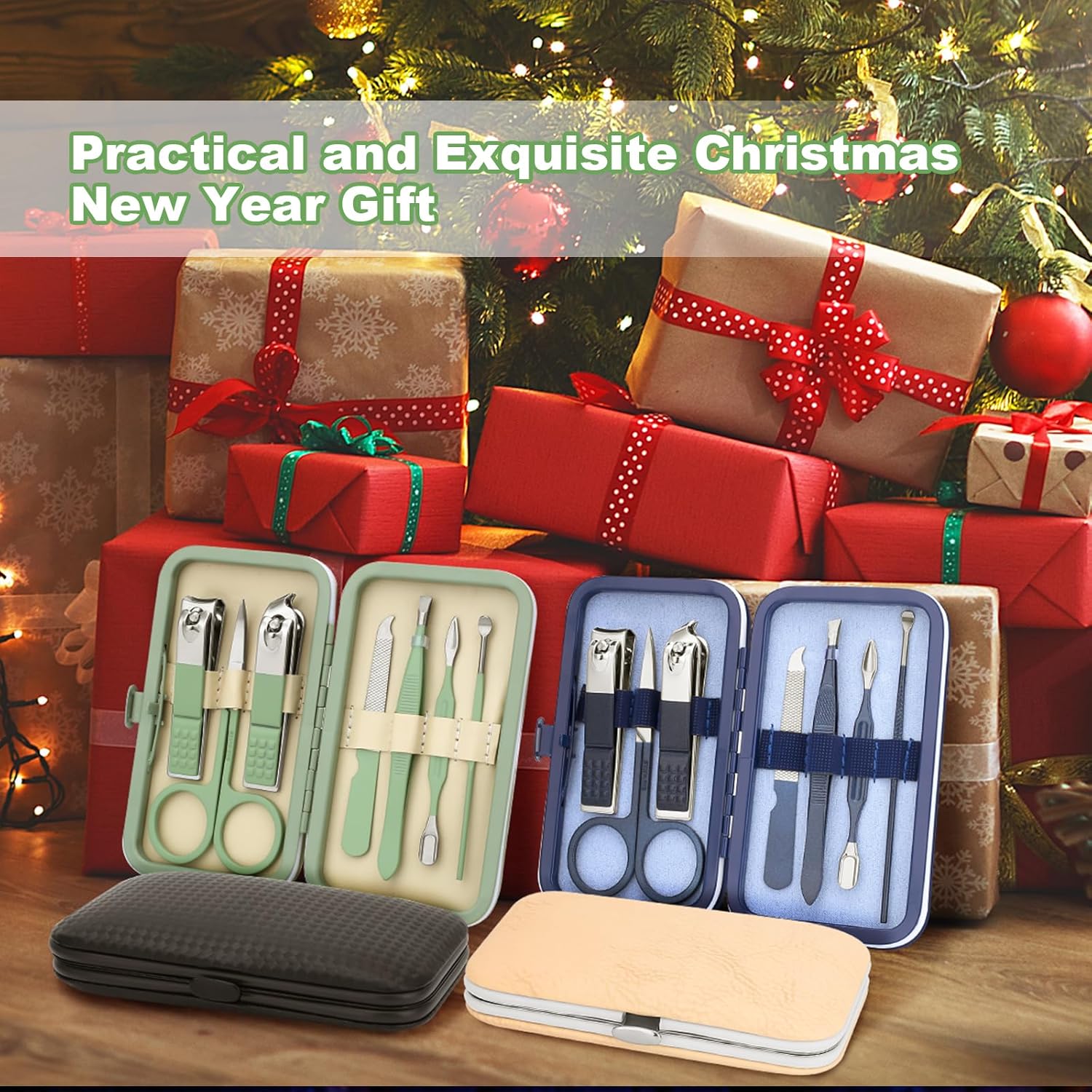 Manicure Set-Stainless Steel Nail Care Set-Professional 7 in 1 Ingrown Toenail Clipper Grooming Tool-Pedicure Kit & Toe Nail Cutter-Thick Nail Scissors Toiletries with Cuticle Trimmer (Green) - Image 2