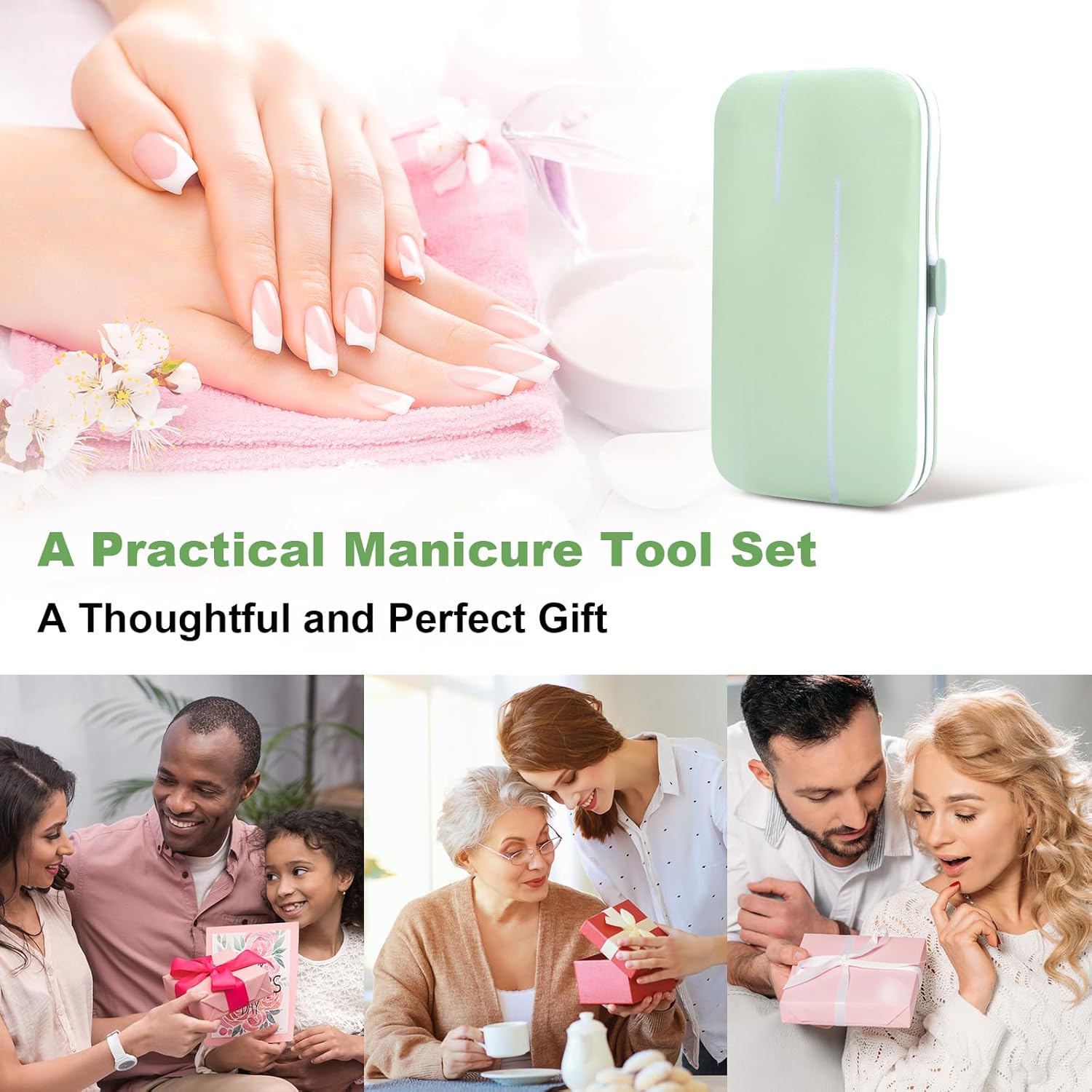 Manicure Set-Stainless Steel Nail Care Set-Professional 7 in 1 Ingrown Toenail Clipper Grooming Tool-Pedicure Kit & Toe Nail Cutter-Thick Nail Scissors Toiletries with Cuticle Trimmer (Green) - Image 7