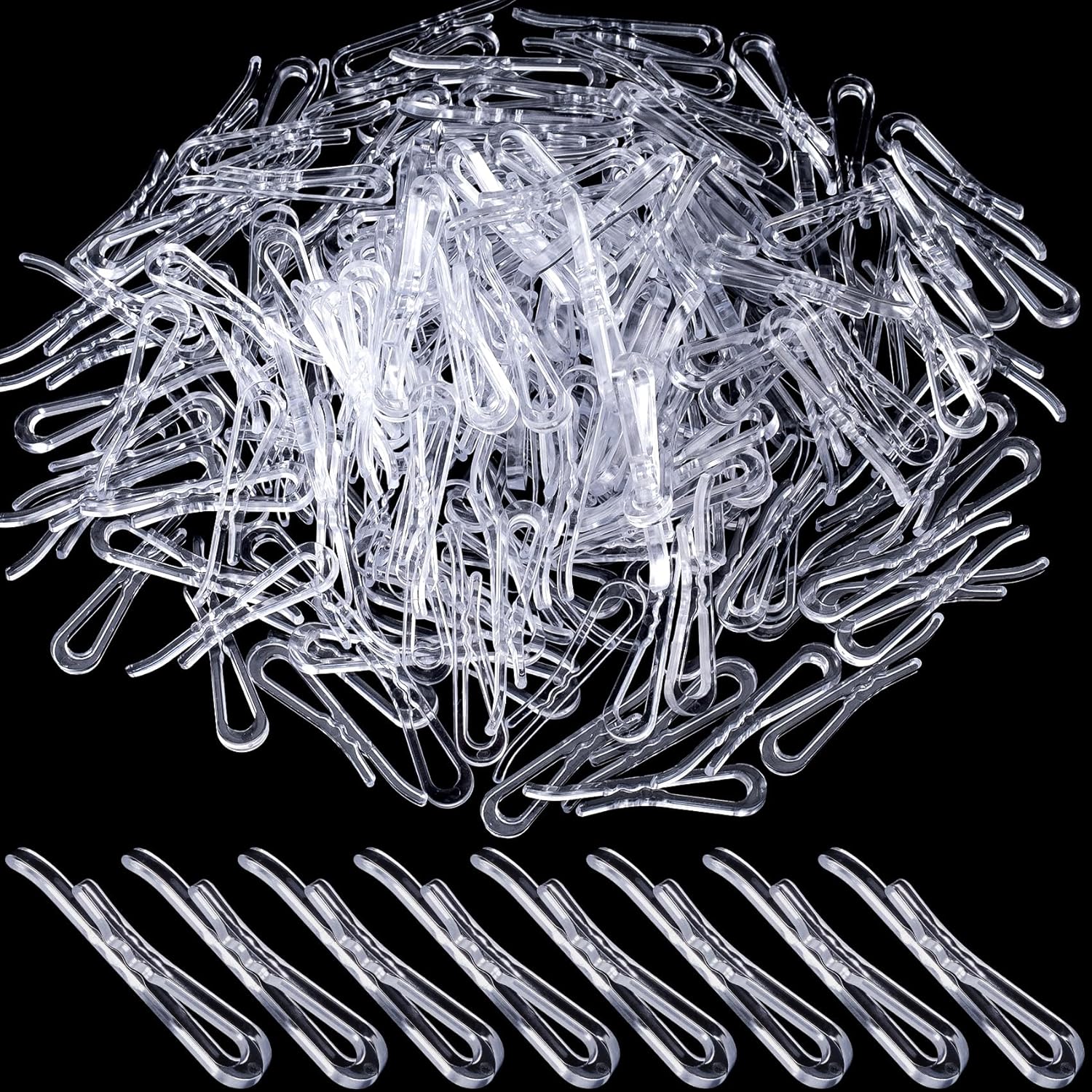 200pcs U Shape Plastic Alligator Clips with Teeth, Clear Shirt Folding Clips Clothes Pins, Fixing Clothes Pins Hold Garments for Socks Dress Pants Ties - Image 1