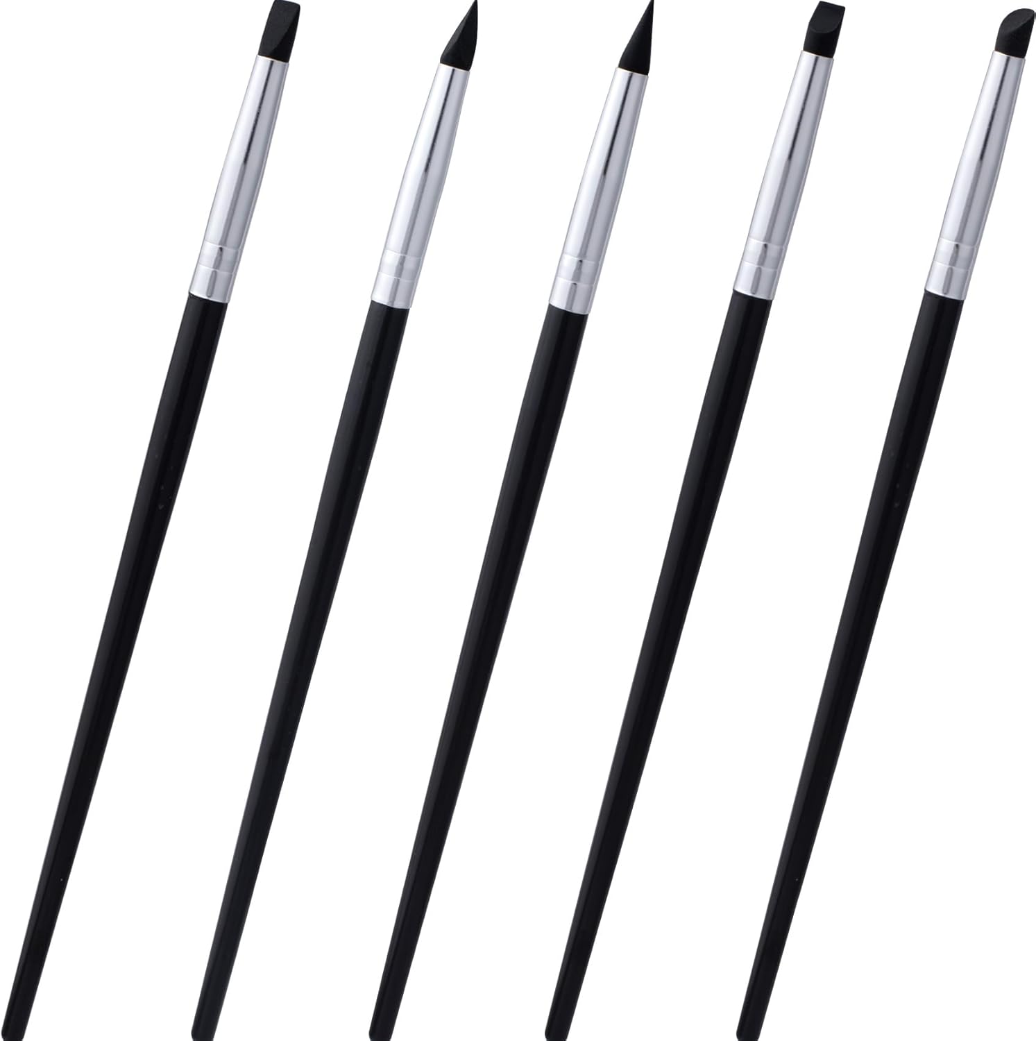 5pcs Silicone Paint Brush, Flexible Sculpting Shapers Brushes, Professional 5 Shape Tip Paint Pens DIY Tools for Painting Carving Pottery Clay Nail Art Handicraft- Black - Image 1
