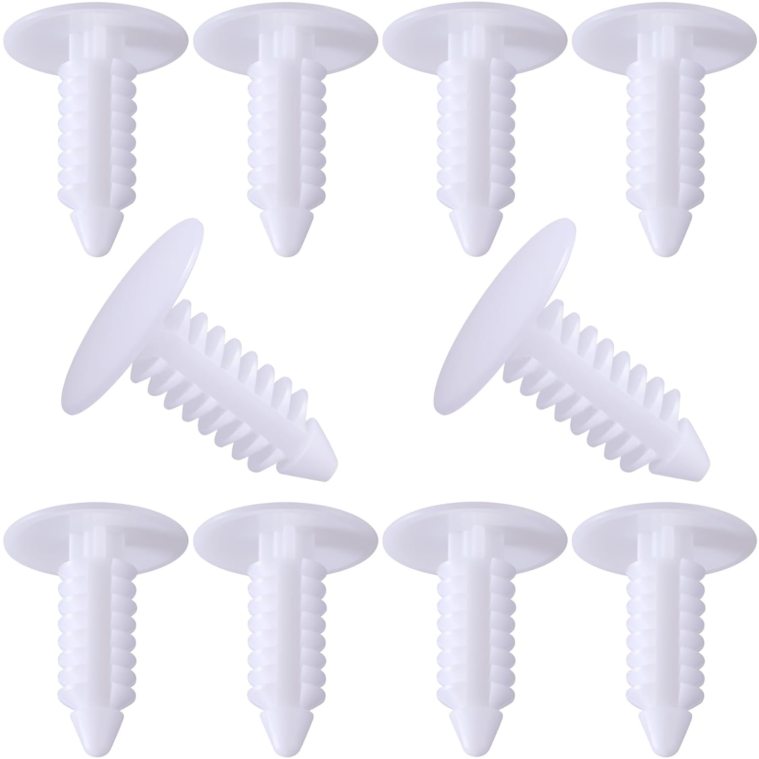 10pcs License Plate Hole Plugs, Universal Bumper Plugs Hole Cover Clips, 7.6mm Rivets Push Pin Retainer Clips Automotive Accessories for Fender Liners Front Bumper Shields Trim Panels- White - Image 1