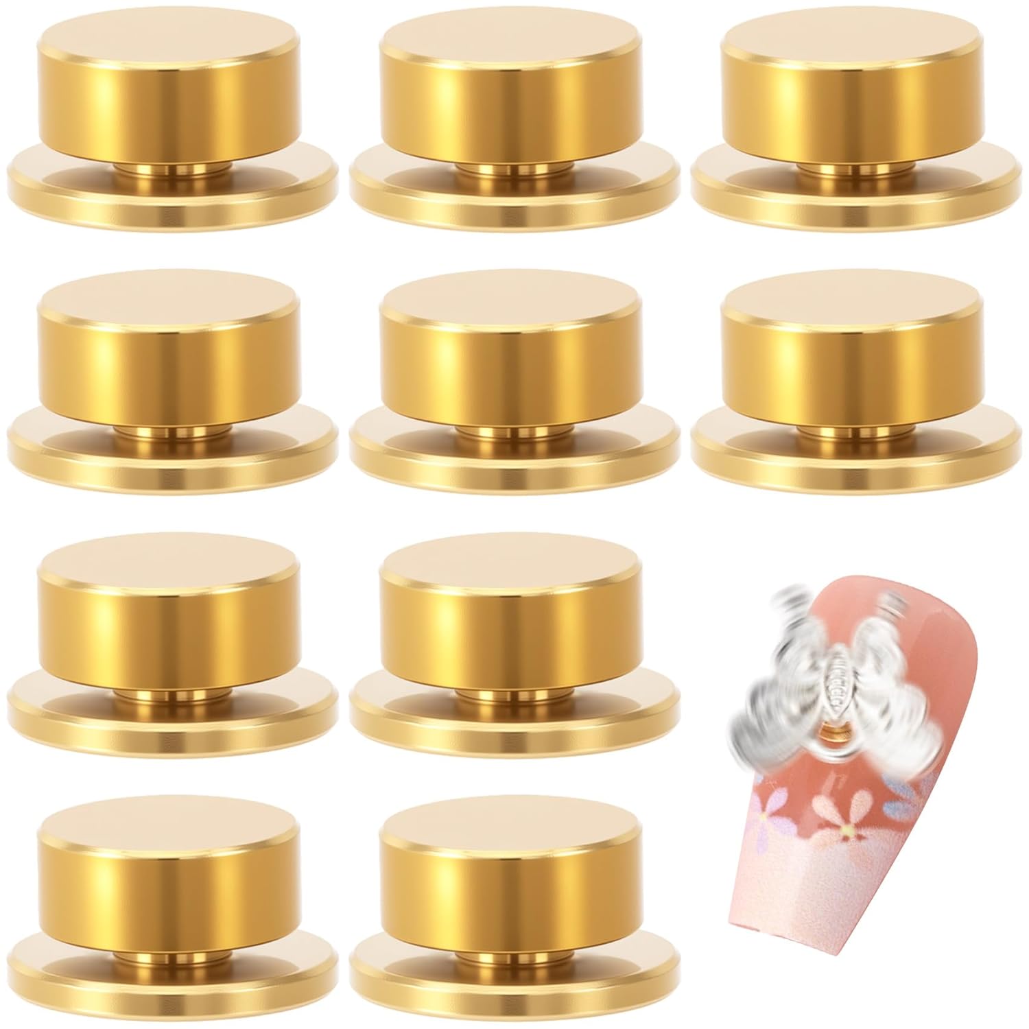 10pcs Rotating Nail Charms, 3D Nail Art Rotating Charms Bearing, Spinning Bearing Tools Accessories for Women Nail Decoration Crafting- Gold - Image 1