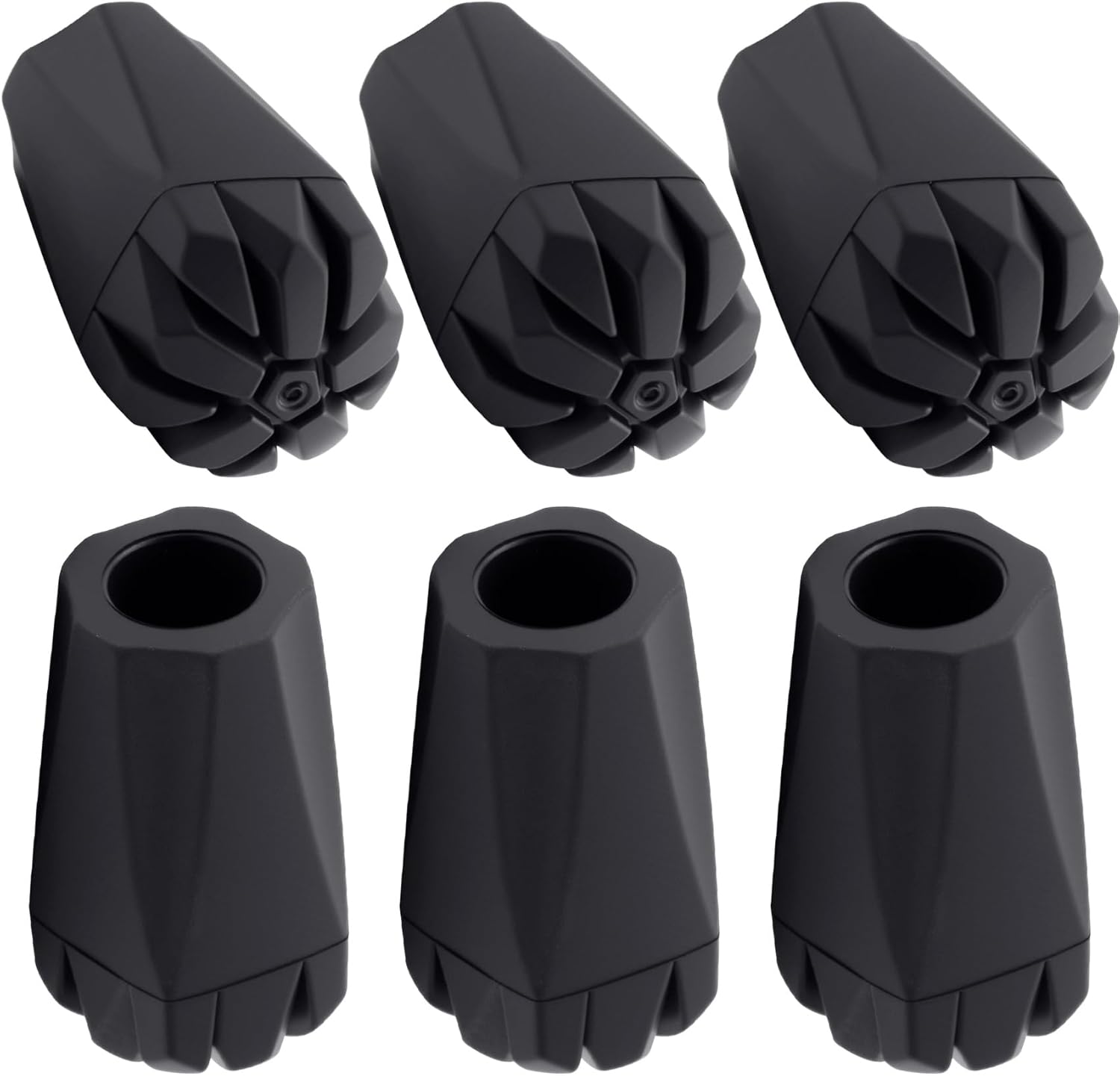 6pcs Anti-Slip Walking Stick Tips, Shock Absorption Trekking Pole Tips Replacements for Hiking Pole for Outdoor Hikers, Mountaineers-Black - Image 1