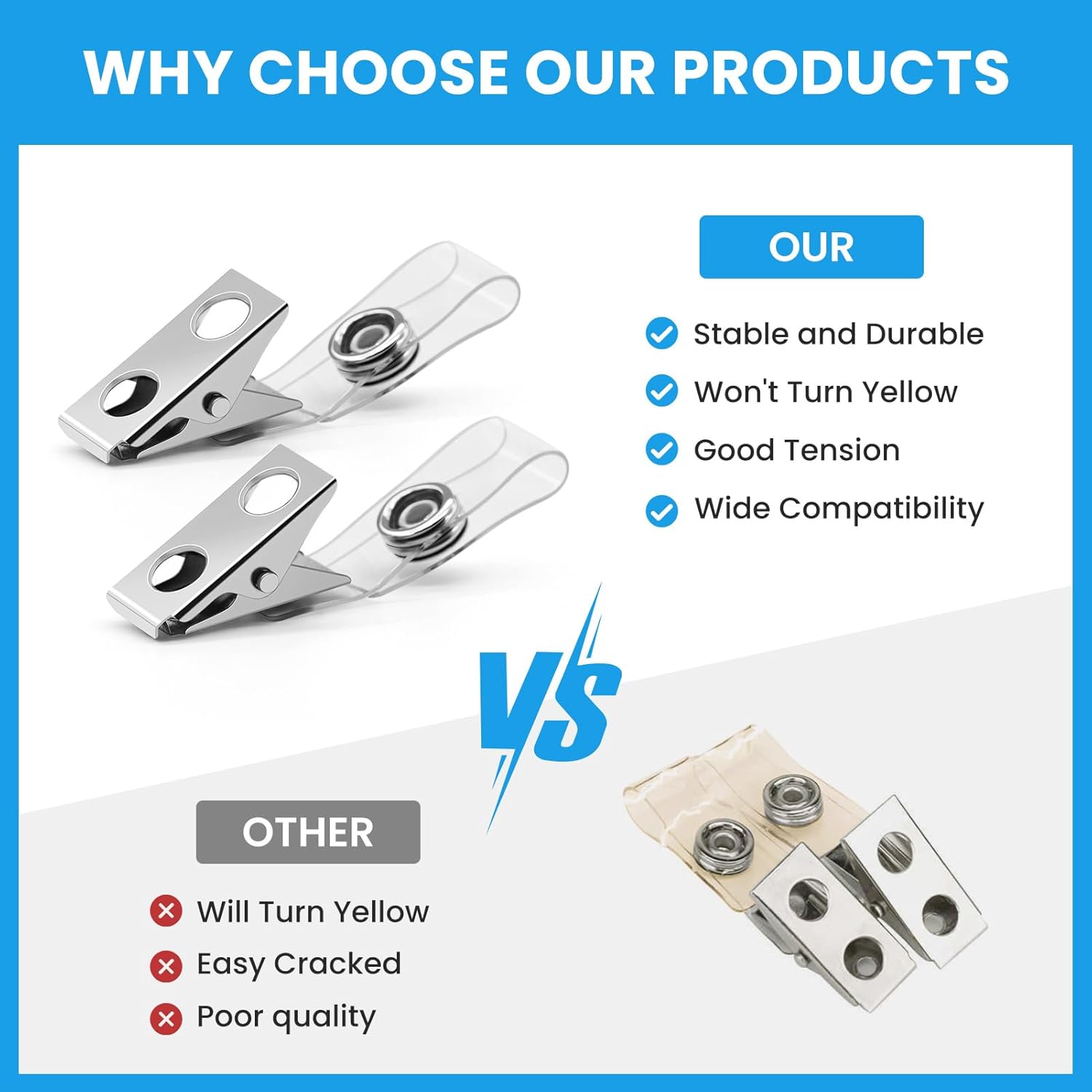 30 Pcs Metal Badge Clips with Clear PVC Straps ID Strap Clip Double Holes Badge Holder Clips ID Clip for Badges, Work Badges - Image 4