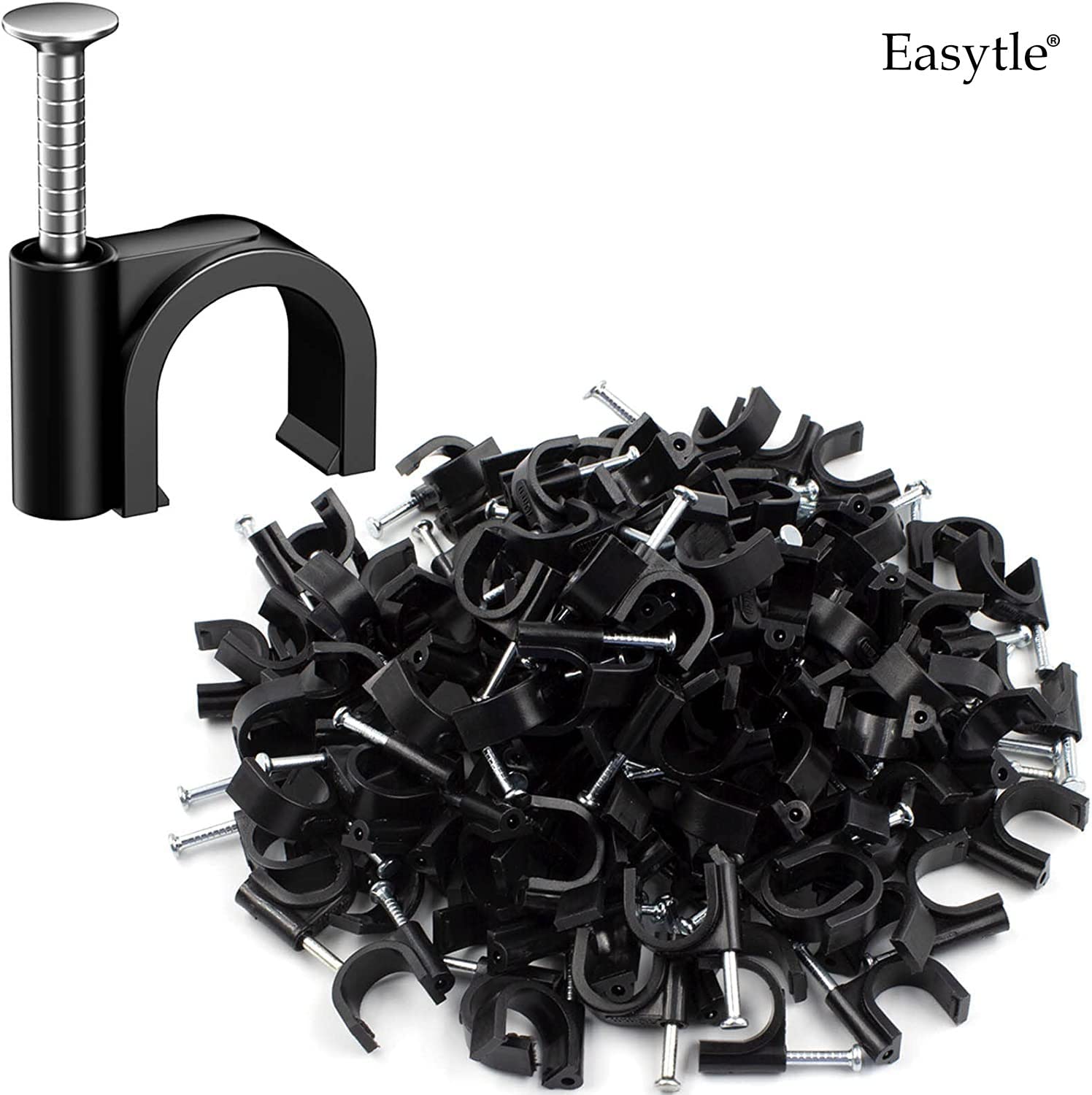 Plastic Cable Clamps Nail in Cable Clips 100 Pcs 10mm Cable Wire Clips Cable Tacks Coax Cable Clips Speaker Wire Clips Cable Nails for Cords Ethernet Cable Clips Black RG6 RG59 CAT6 RJ45 - Image 4