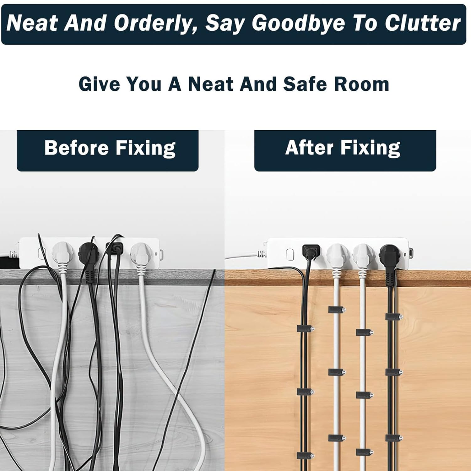 Black Cable Clips Nail in Cable Clip 100 Pcs 8mm Flat Black Ethernet Cable Wall Clips Cable Tacks Coax Clips Speaker Wire Clips Cable Nails for Cords Cat5/Cat5e/Cat6/Cat7 RJ45 Cord Clips - Image 5