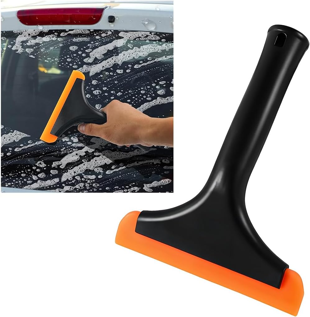 Small Silicone Window Squeegee, 5.9 Inch Car Windshield Water Blade Squeegee with Non-Slip Handle, All-Purpose Cleaning Squeegee for Car Windshield, Window, Mirror (Black) - Image 1