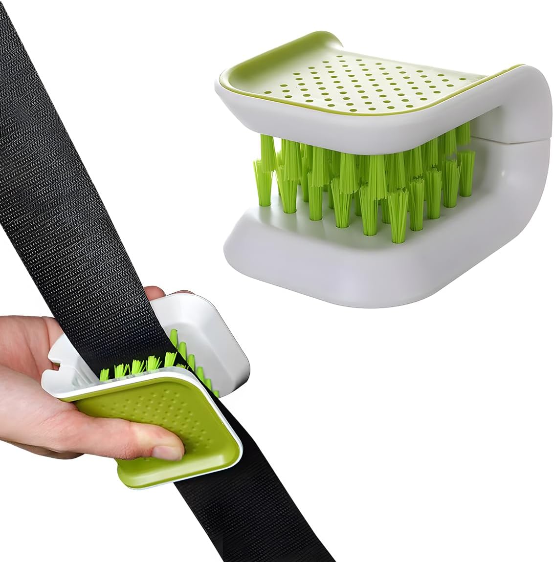 Car Seat Belt Cleaning Brush, U-Shaped Auto Interior Washing Brush with Double-Sided Bristles, Closeable Safety Belt Bristle Scrubber Cutlery Cleaner Brush for Car Home (1 PCS) - Image 1